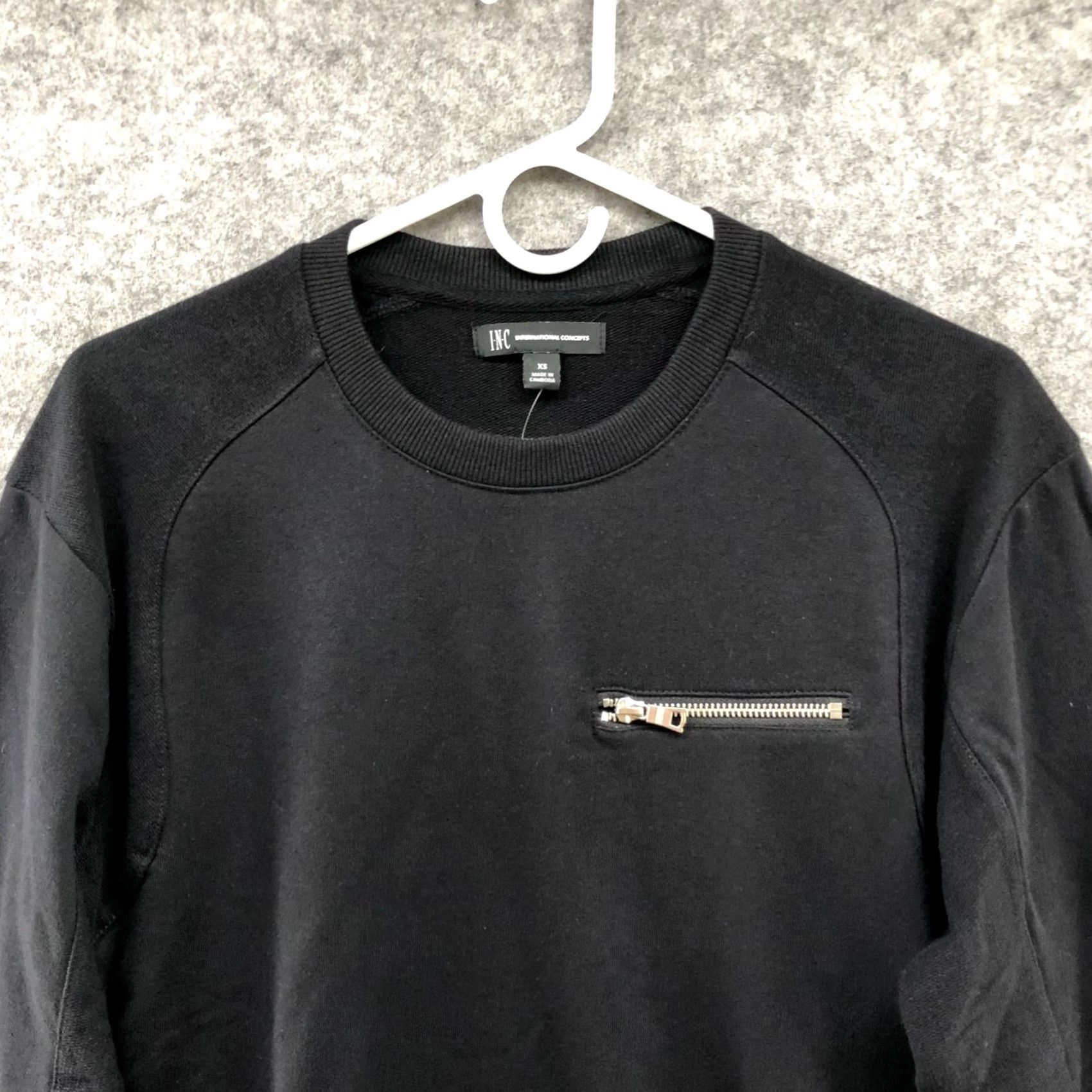Incu NWT INC International Concepts Mens XS Black Crewneck Sweatshirt Zip Pocket Fleece Pullover Size US XS / EU 42 / 0 - 3 Thumbnail