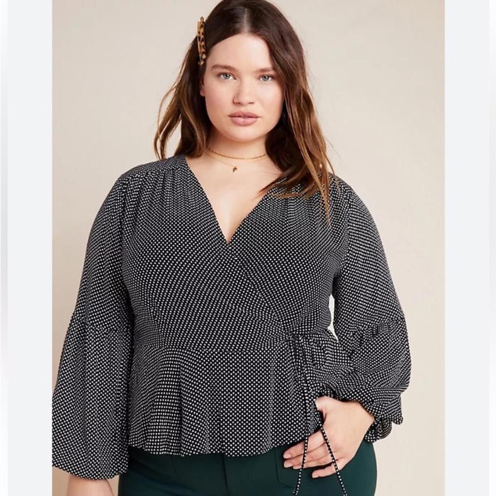 Designer Anthropologie l Maeve Ingrid Wrap Blouse Size 18 Size XXL / US 16-18 / IT 52-54 - 9 Thumbnail