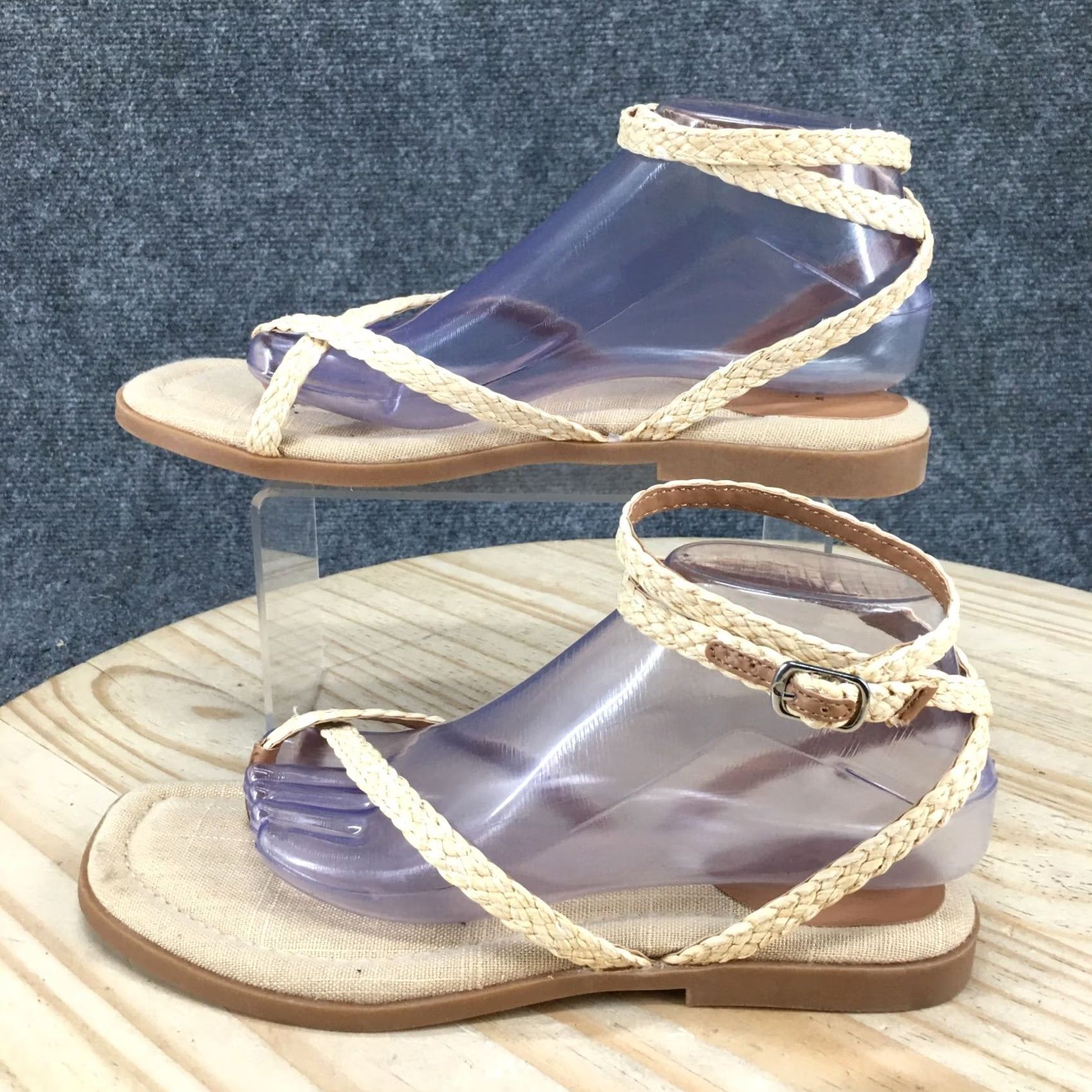 Vintage A New Day Sandals Womens 8.5 Strappy Thong Braided Buckle Beige Flats NEW Size US 9 / IT 39 - 2 Thumbnail