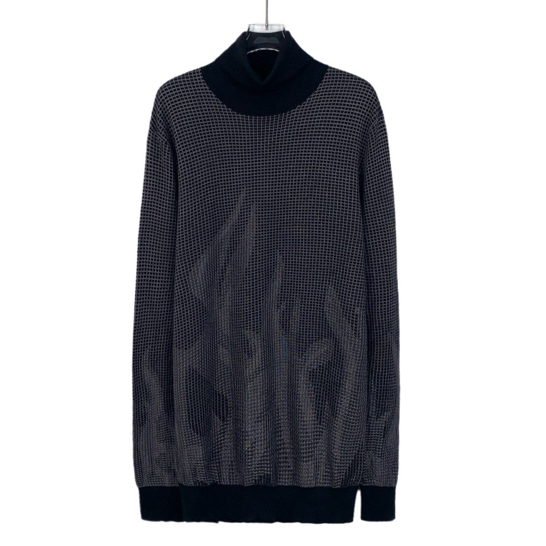 Hermes Hermes Gray Plaid Wool Turtleneck Long Sleeve Knit Sweater Size L / US 10 / IT 46 - 1 Thumbnail
