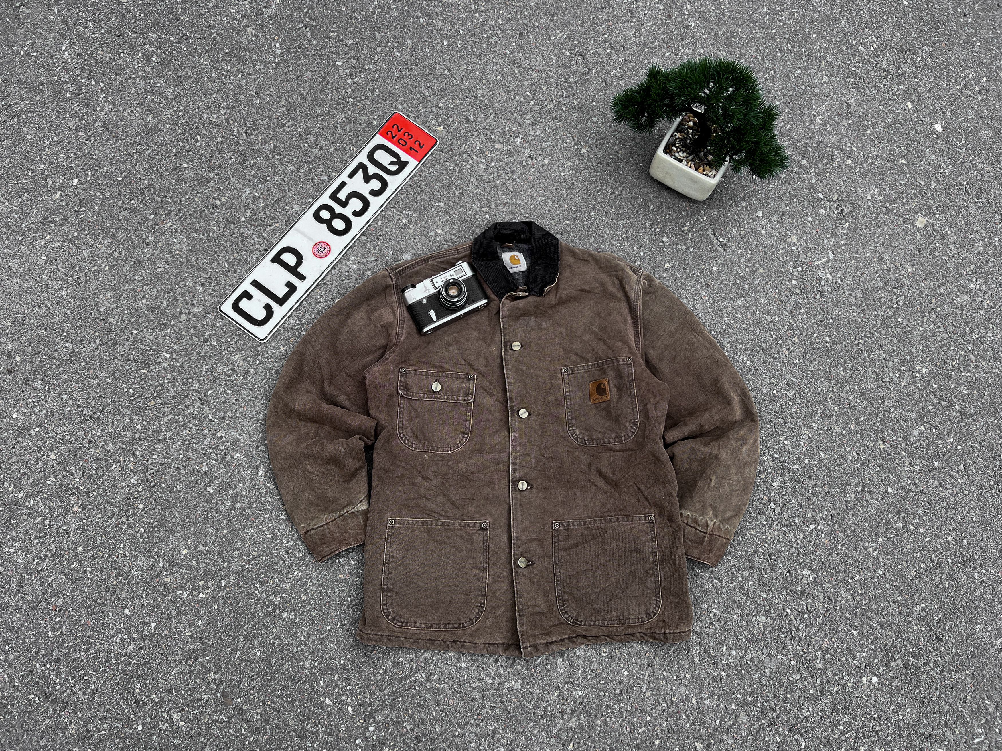 💲RARE💲Vintage Carhartt Chore Jacket Lined Brown M Size