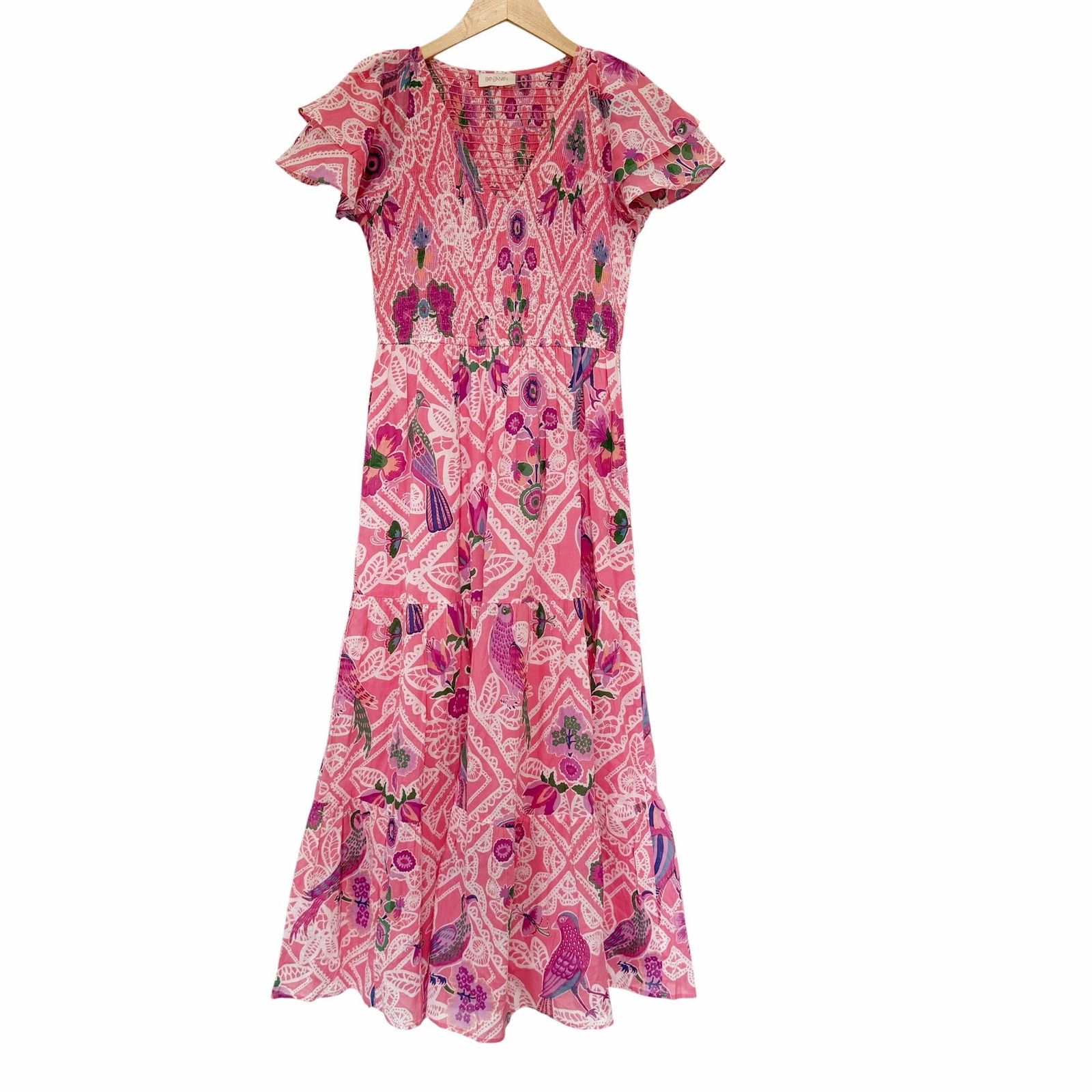 Banjanan Banjanan Ira Ruffle Sleeve Dress Rose Floral Sz S Size S / US 4 / IT 40 - 1 Thumbnail