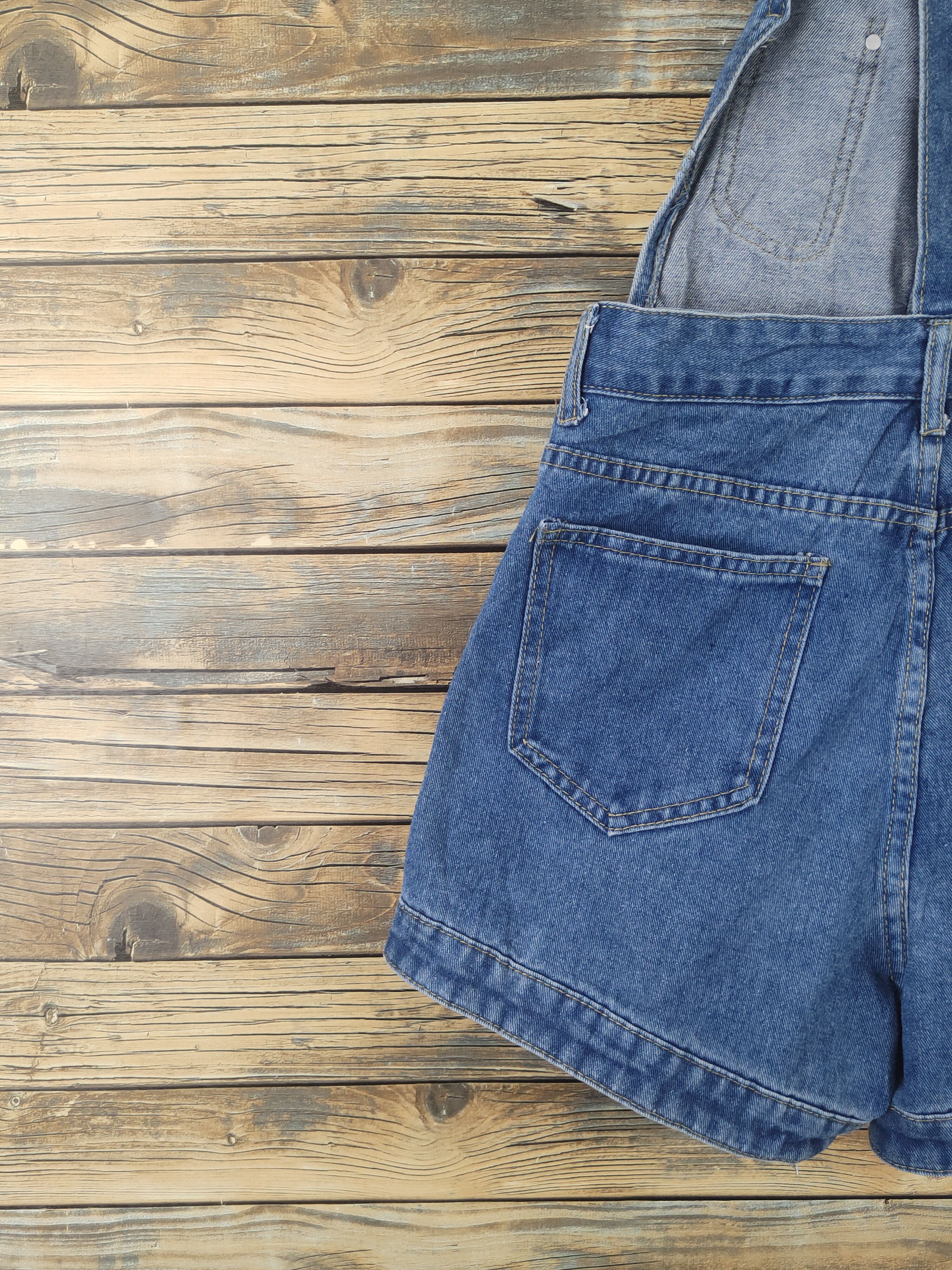 Japanese Brand × Vintage Vintage Vendor Blue Half Shoulder Denim Shortall Jumpsuits Size 28" / US 6 / IT 42 - 7 Thumbnail
