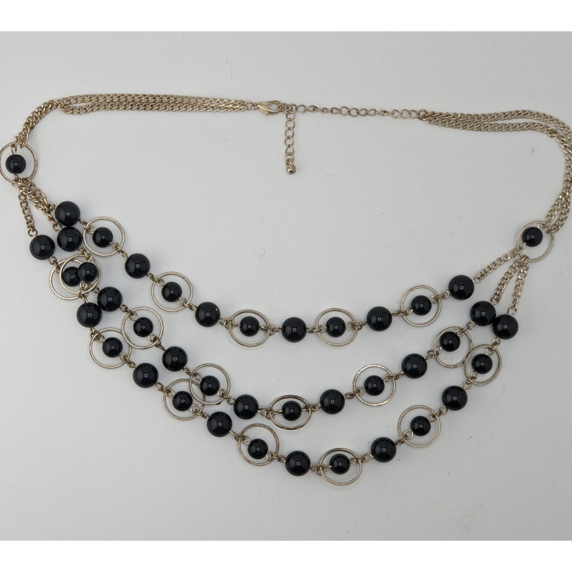 Other Geometric Goth Layered Black Bead & Silver-Tone Circle Neckl Size ONE SIZE - 5 Thumbnail