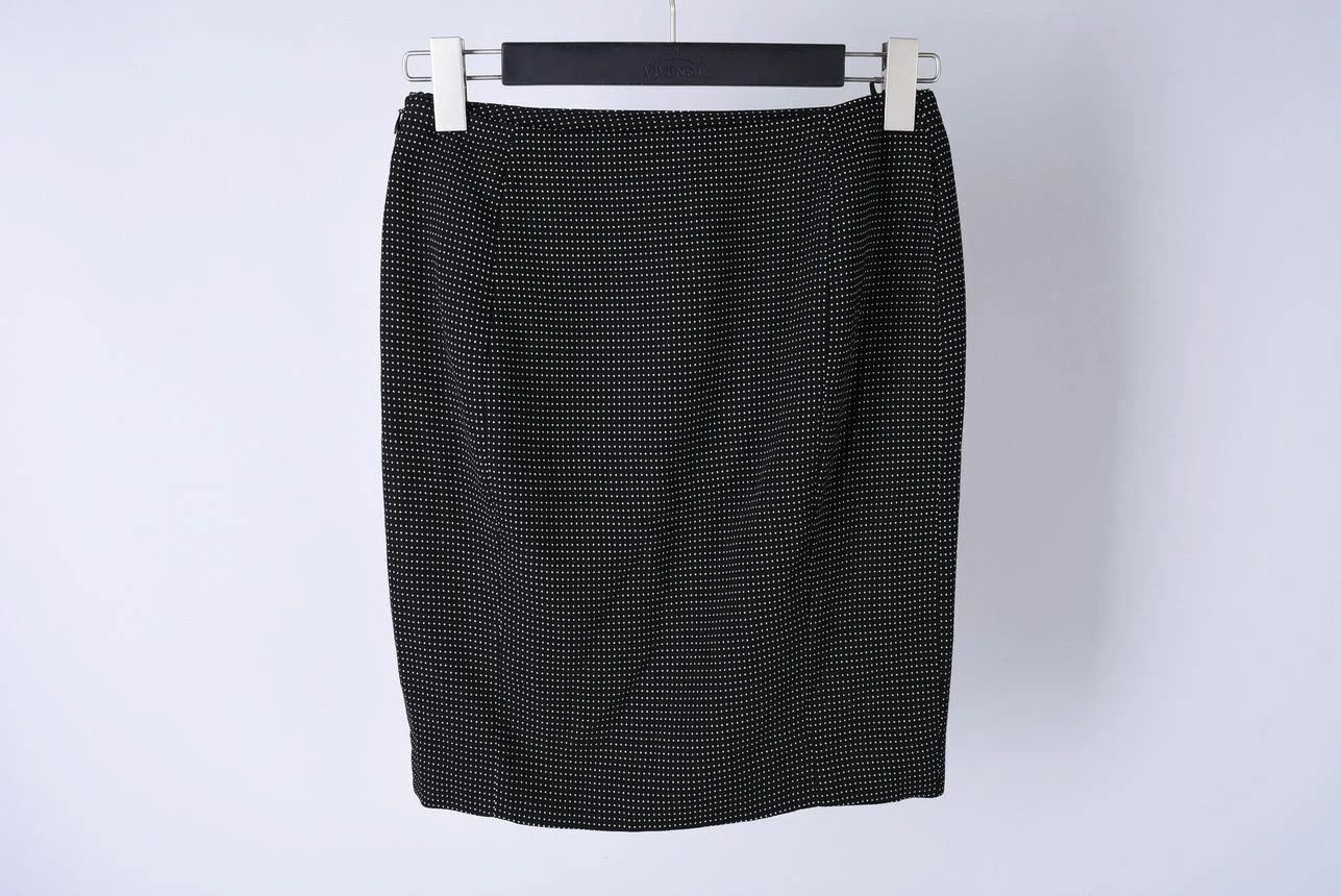 Versace Women's Gianni Versace Couture Black Polka Dot Pencil Skirt Size 27" / US 4 / IT 40 - 2 Thumbnail