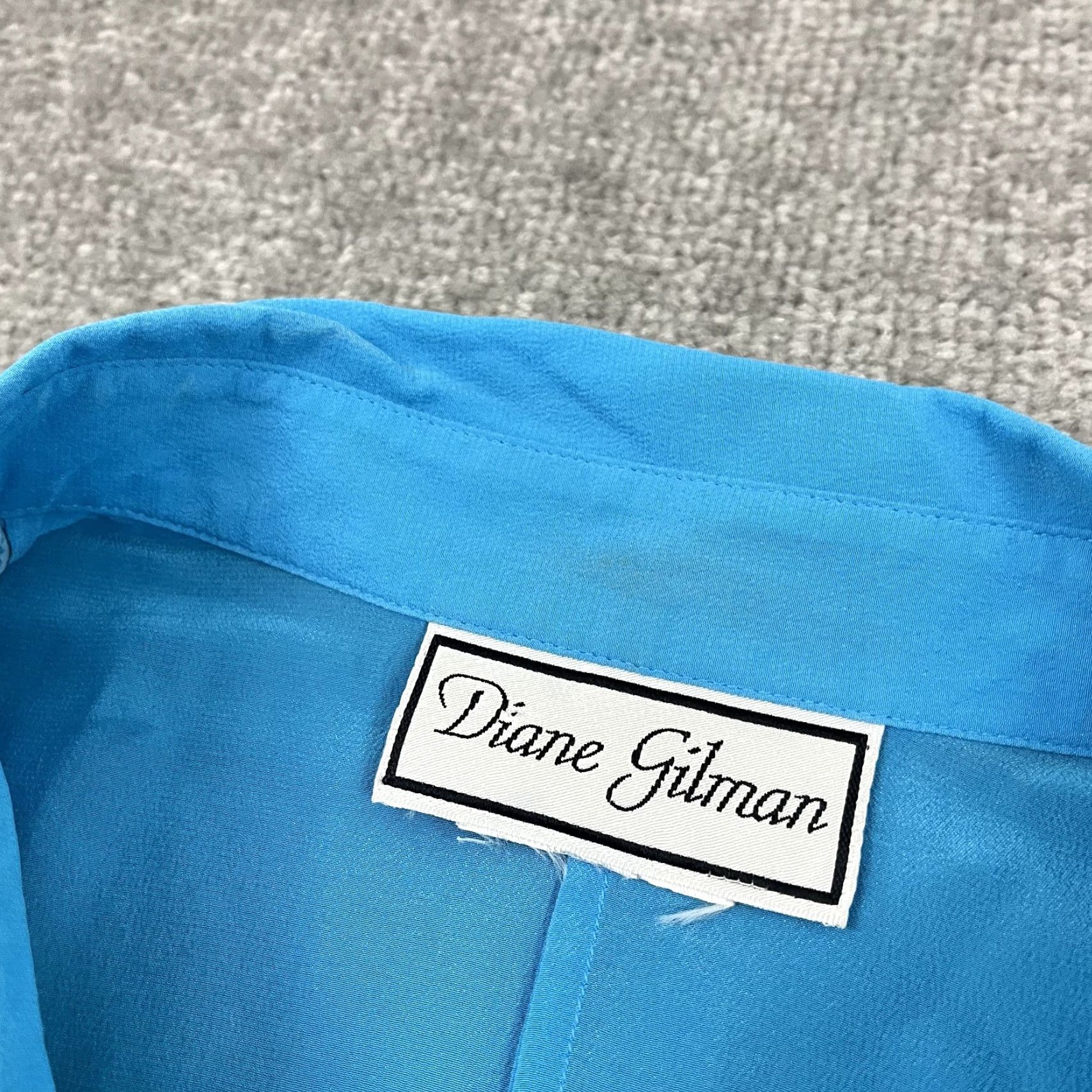 Vintage Diane Gilman Button-Up Shirt Womens Large Blue Silk Tropical Fish Sequin Animal Print Size L / US 10 / IT 46 - 2 Thumbnail