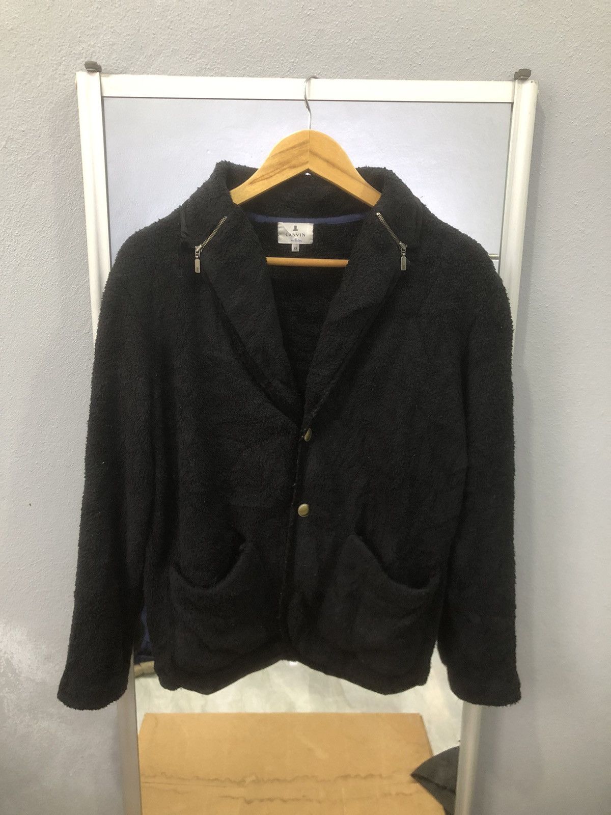 Lanvin 🔥 Lanvin en Bleu Black Fleece Blazer Jacket Size US S / EU 44-46 / 1 - 1 Thumbnail