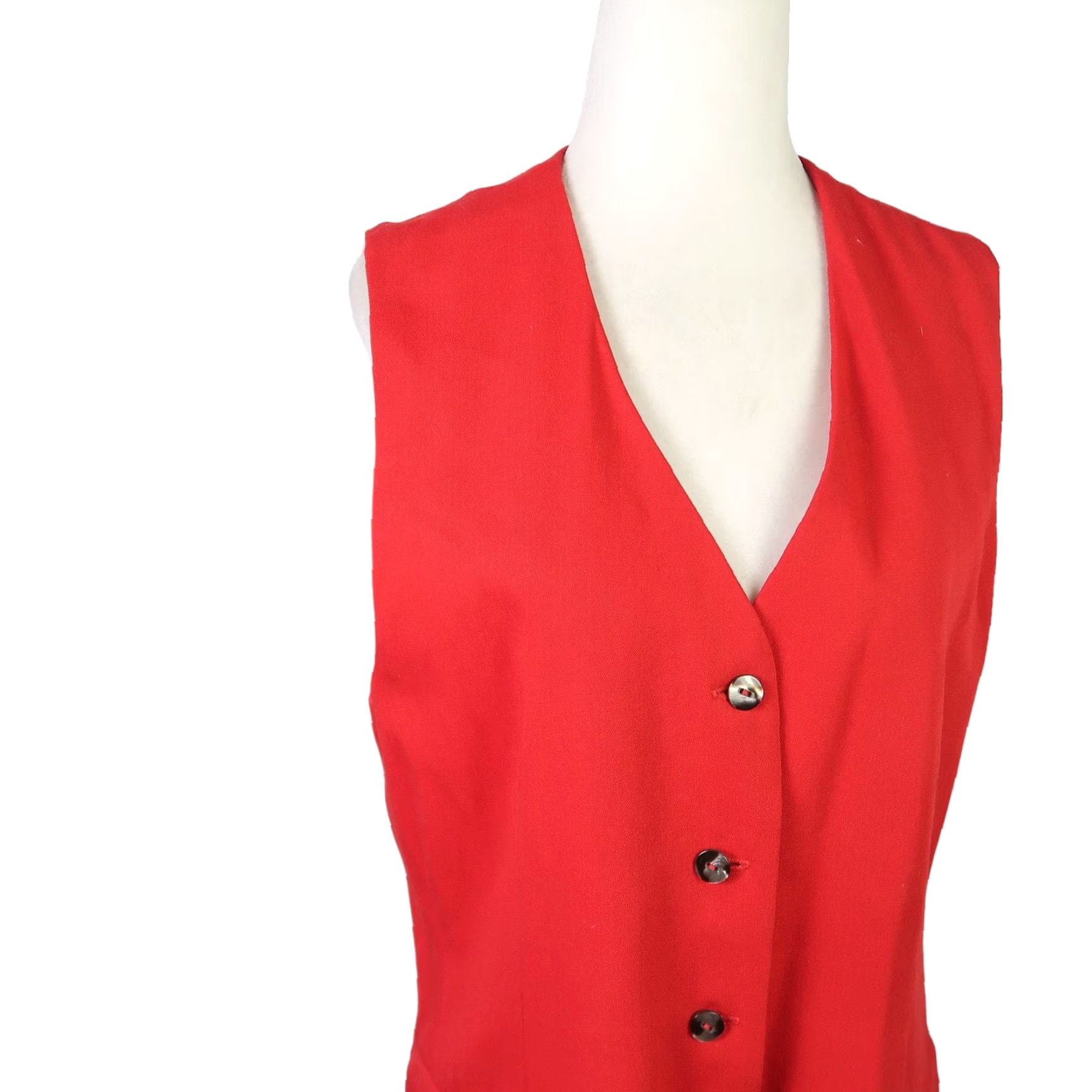 Vintage VINTAGE Forenza Vest Wool Red Longline 90s M Womens Sleeveless Button Mid-Length Fall Winter Spring Casual Workwear Party/Cocktail Size M / US 6-8 / IT 42-44 - 2 Thumbnail
