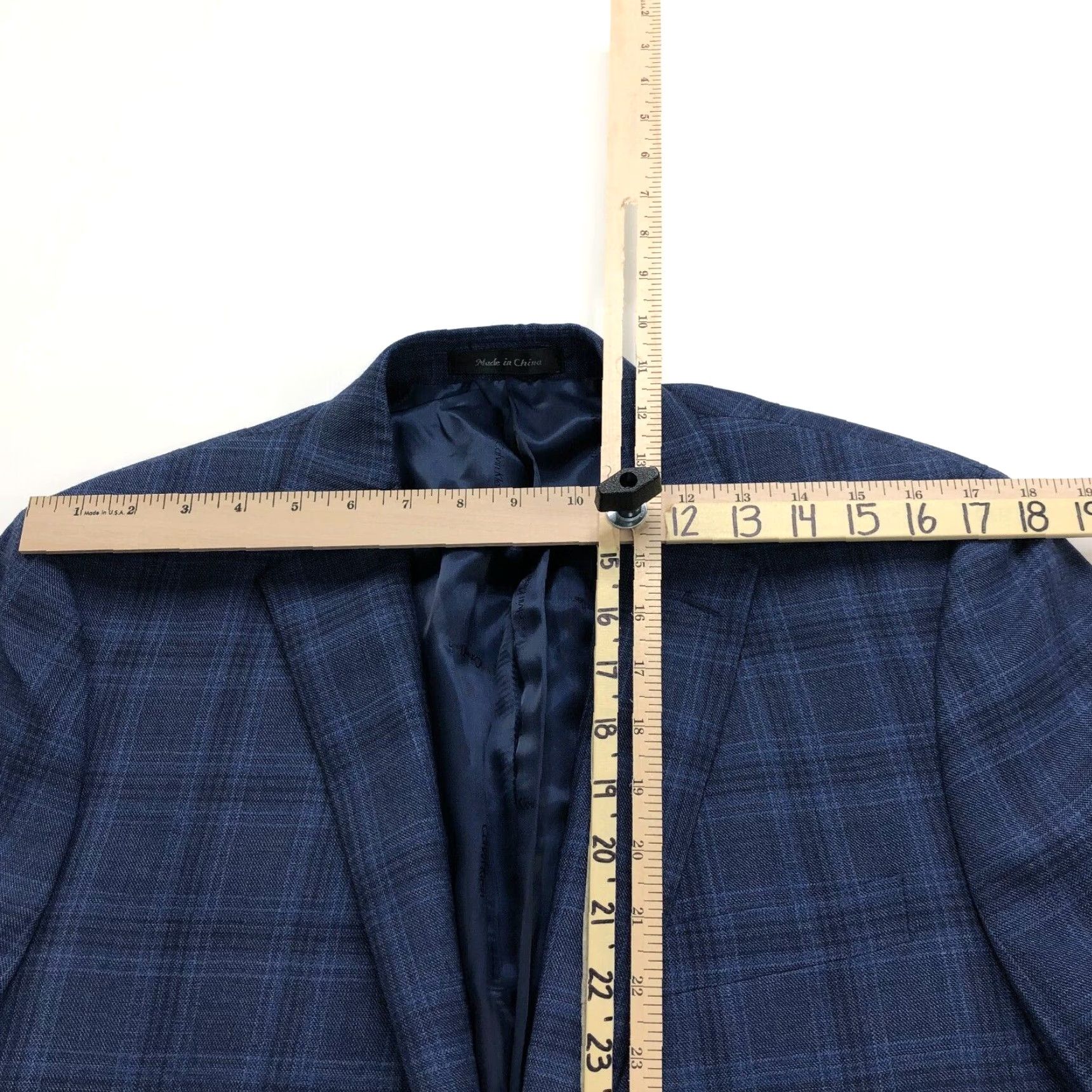 Calvin Klein Calvin Klein Men's Wool Plaid Button Suit Jacket Blue Notch Lapel 2-Button Single-Breasted 40 Regular Size 40R - 5 Thumbnail
