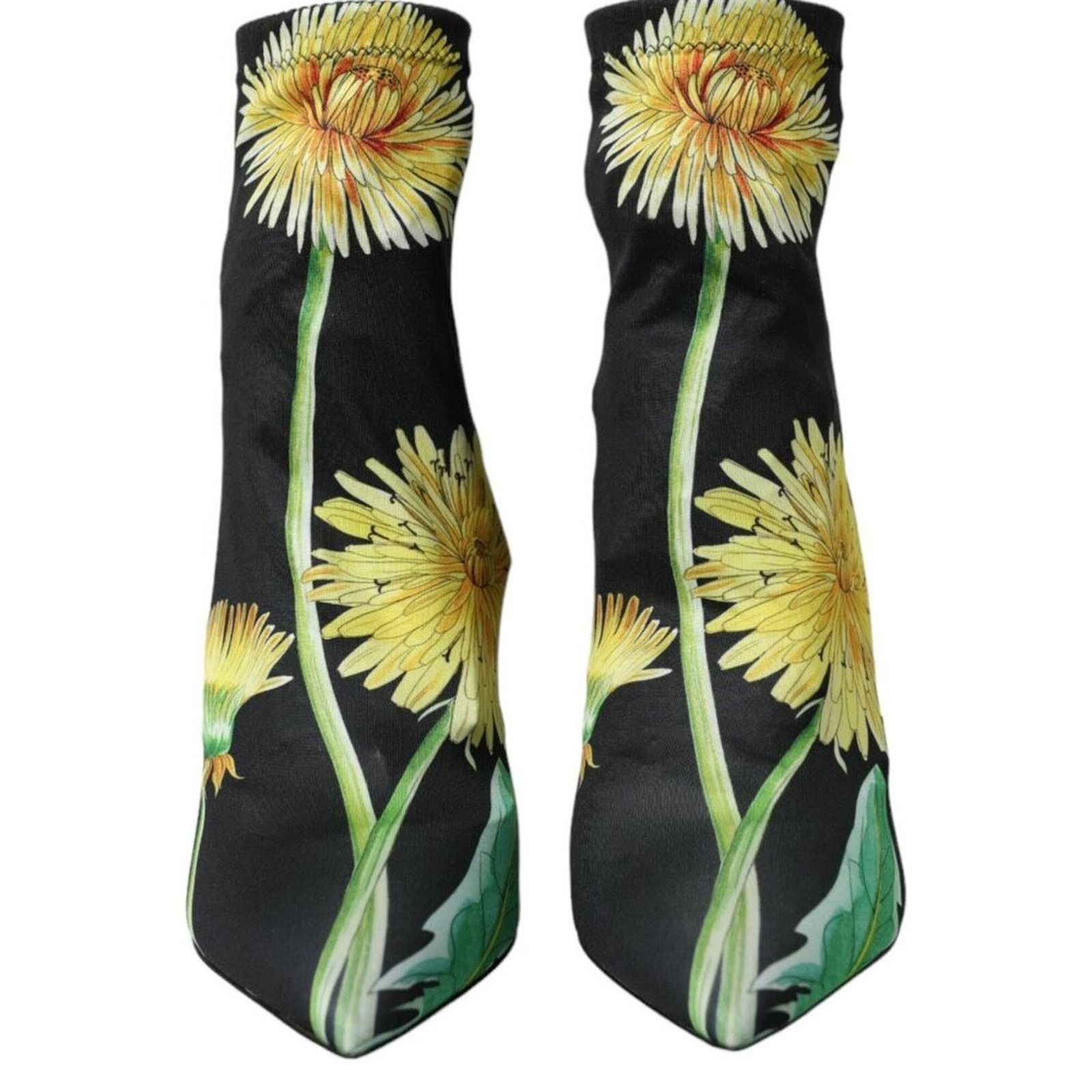 Dolce & Gabbana Dolce & Gabbana Black Floral Jersey Stretch Ankle Boots Size US 9 / IT 39 - 2 Thumbnail