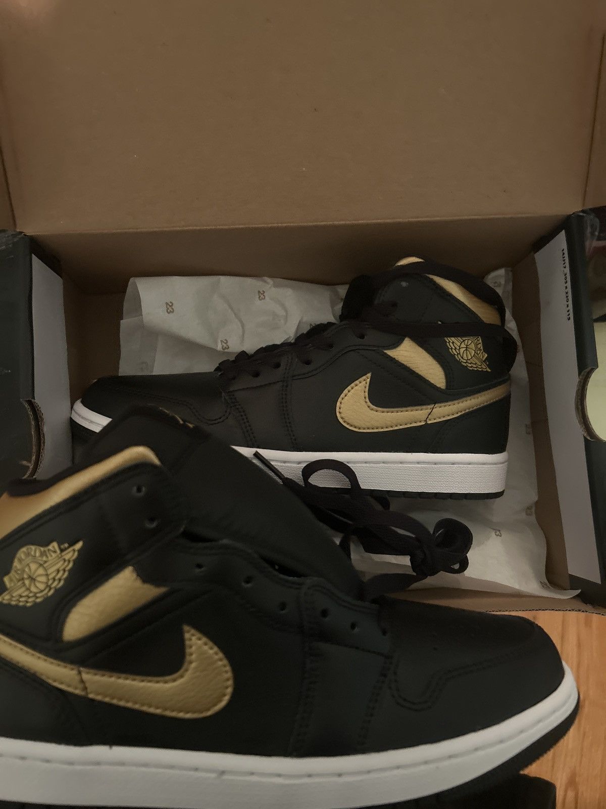 Jordan Brand Black and gold Air Jordan 1’s Mid Size US 8 / EU 41 - 3 Thumbnail