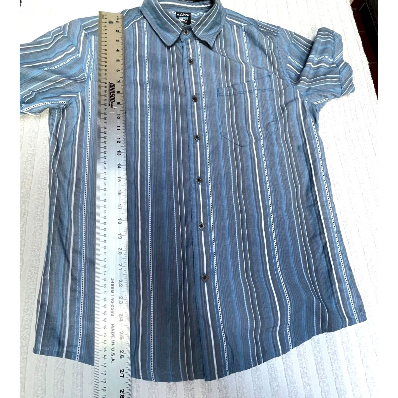Vintage Kuhl Men's Suncel Striped Short Sleeve Button Up Outdoor Hiking Shirt Small Blue Size US S / EU 44-46 / 1 - 7 Thumbnail