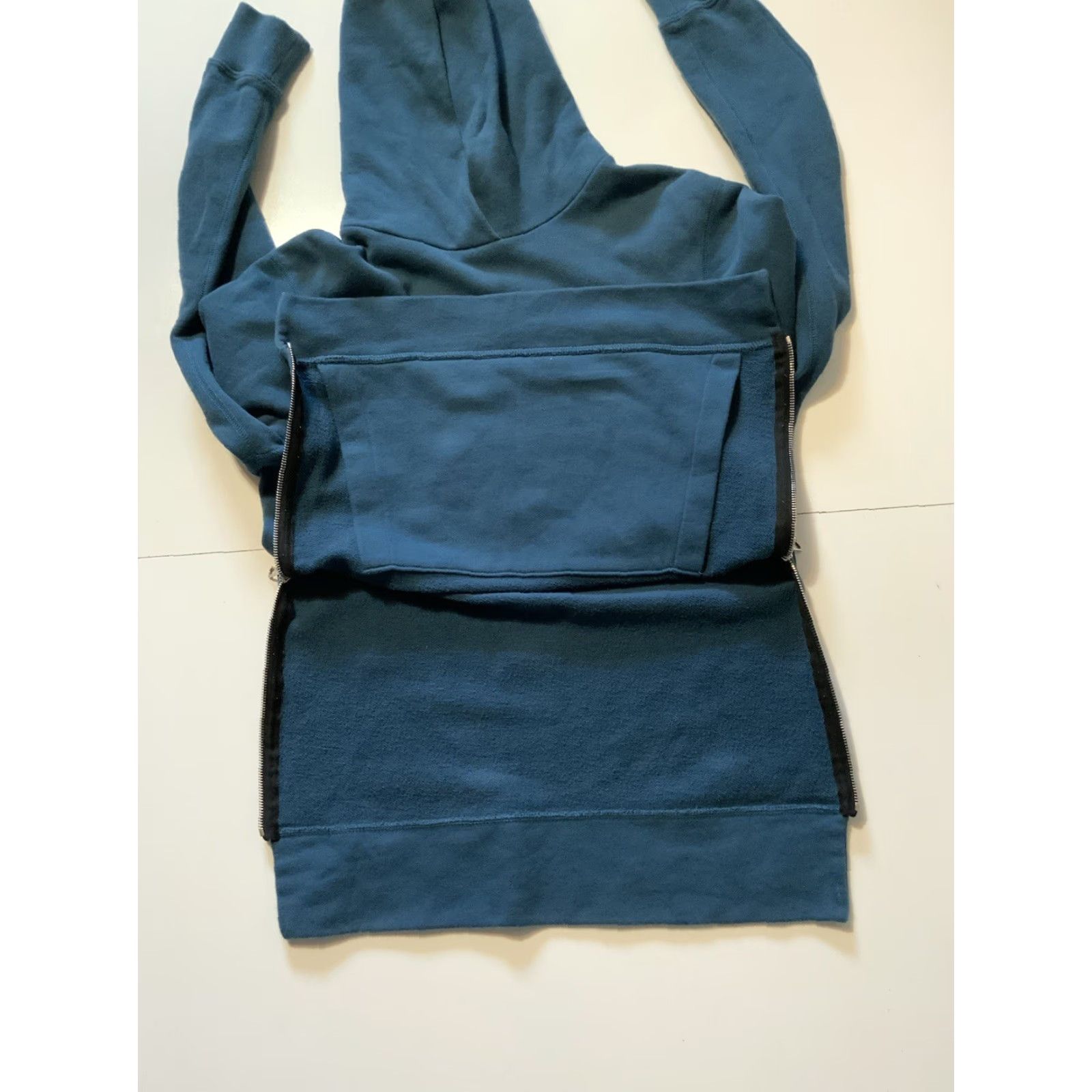 John Elliott John Elliott Hoodie Mens Sz. 1 Dark Teal Blue Terry Fleece Villain Side Zip Pullover Hoodie Size US XS / EU 42 / 0 - 6 Thumbnail