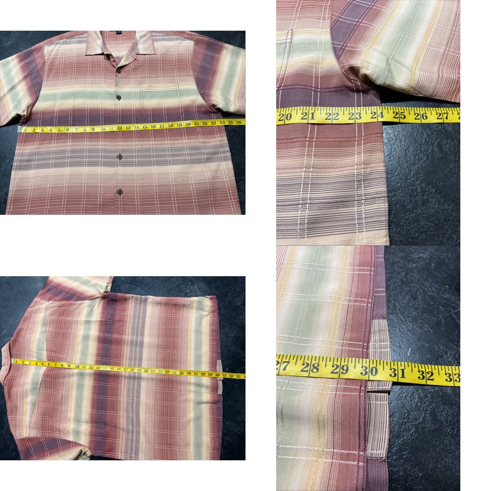 Tommy Bahama Tommy Bahama Camp Shirt Mens L 100% Silk Striped Coral Beige Size US L / EU 52-54 / 3 - 8 Thumbnail
