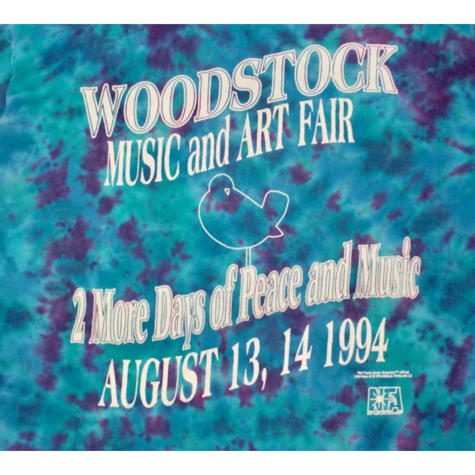Vintage NFA Woodstock 1994 TShirt XL Blue Tie Dye T-Shirt Mens VTG 90s Graphic Tee Size US XL / EU 56 / 4 - 7 Thumbnail