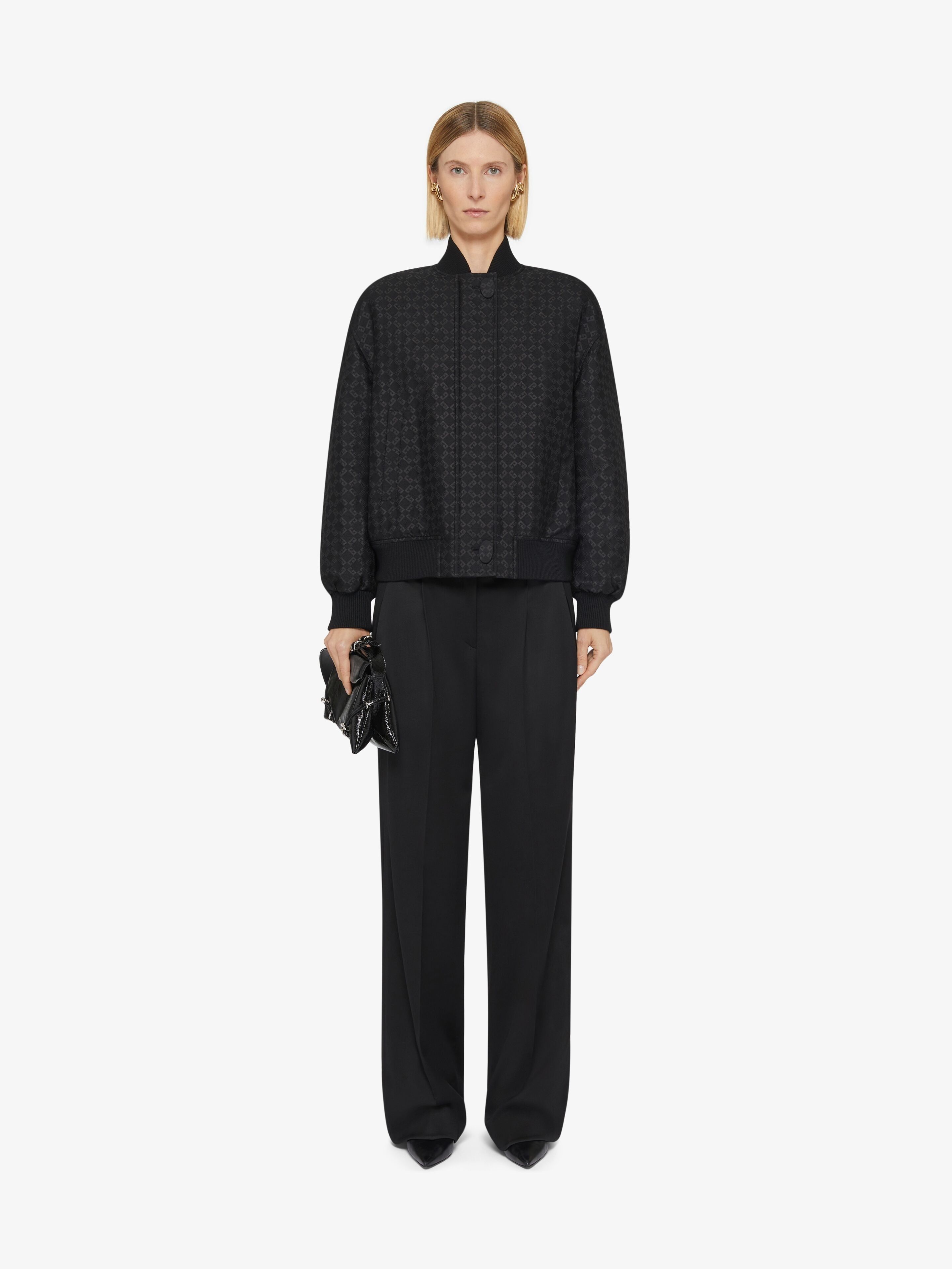 o1w1db10825 Slit Detail Bomber Jacket in Black