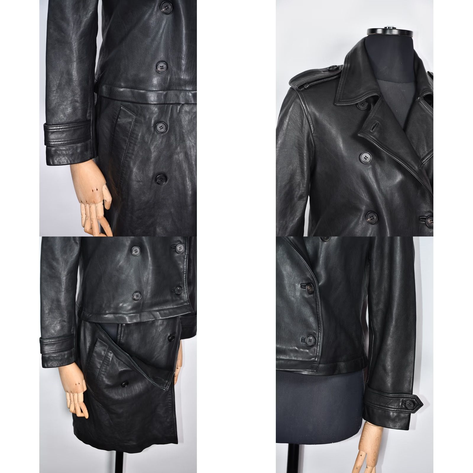 Allsaints AllSaints TRAE TRENCH Convertible Jacket Women US 6 Black Leather Trench Coat Mid-Length Long Sleeve Button Dry Clean Only Modern Vintage: No Womens Size M / US 6-8 / IT 42-44 - 9 Thumbnail