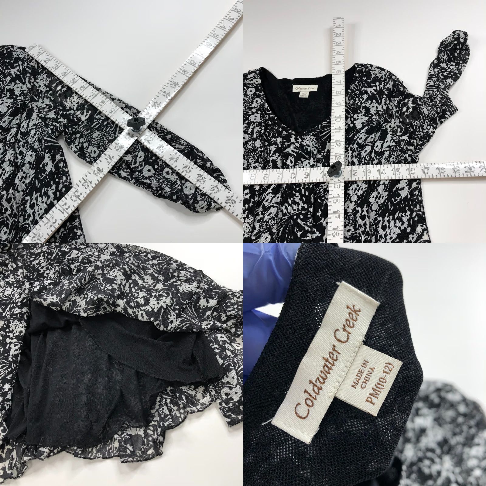 Coldwater Creek Coldwater Creek PM Petite 10-12 Flowy Geometric A-Line Midi Dress Black Size L / US 10 / IT 46 - 9 Thumbnail