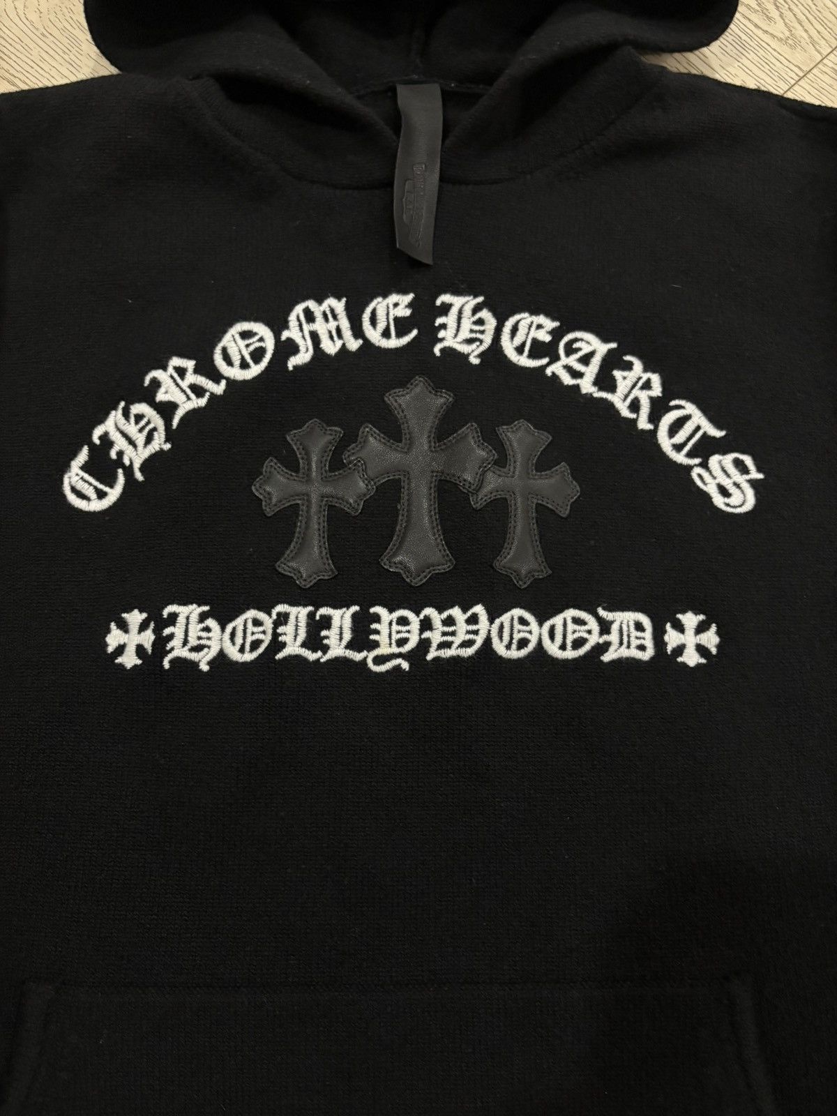 Chrome Hearts Chrome Hearts Triple Cross Leather Cashmere Hoodie Size US M / EU 48-50 / 2 - 3 Thumbnail