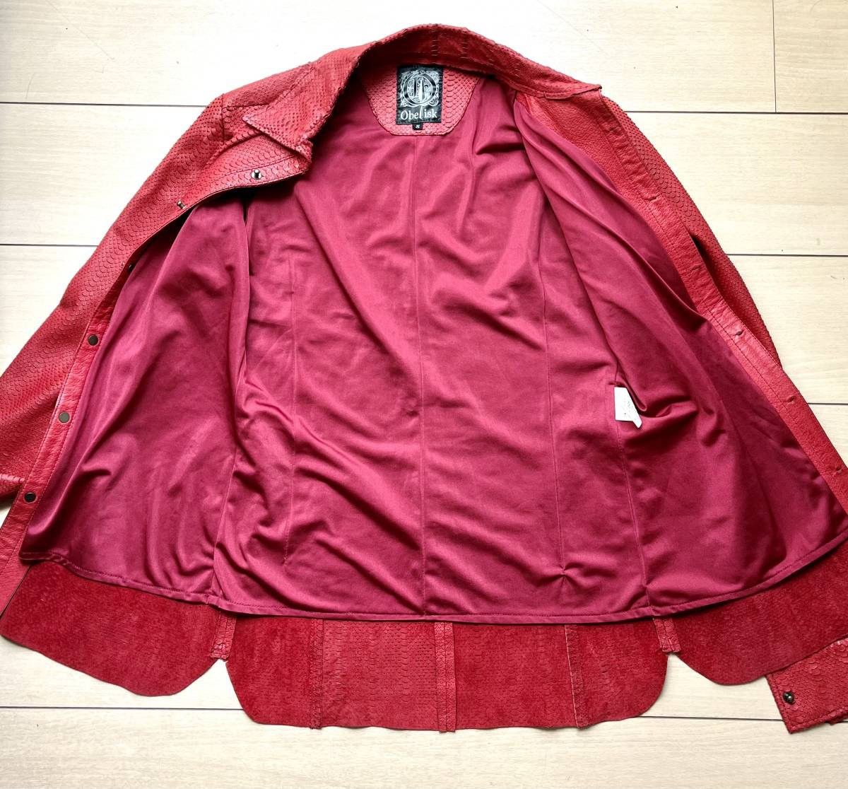 Japanese Brand Obelisk Red Scale Leather Jacket Size US S / EU 44-46 / 1 - 3 Thumbnail