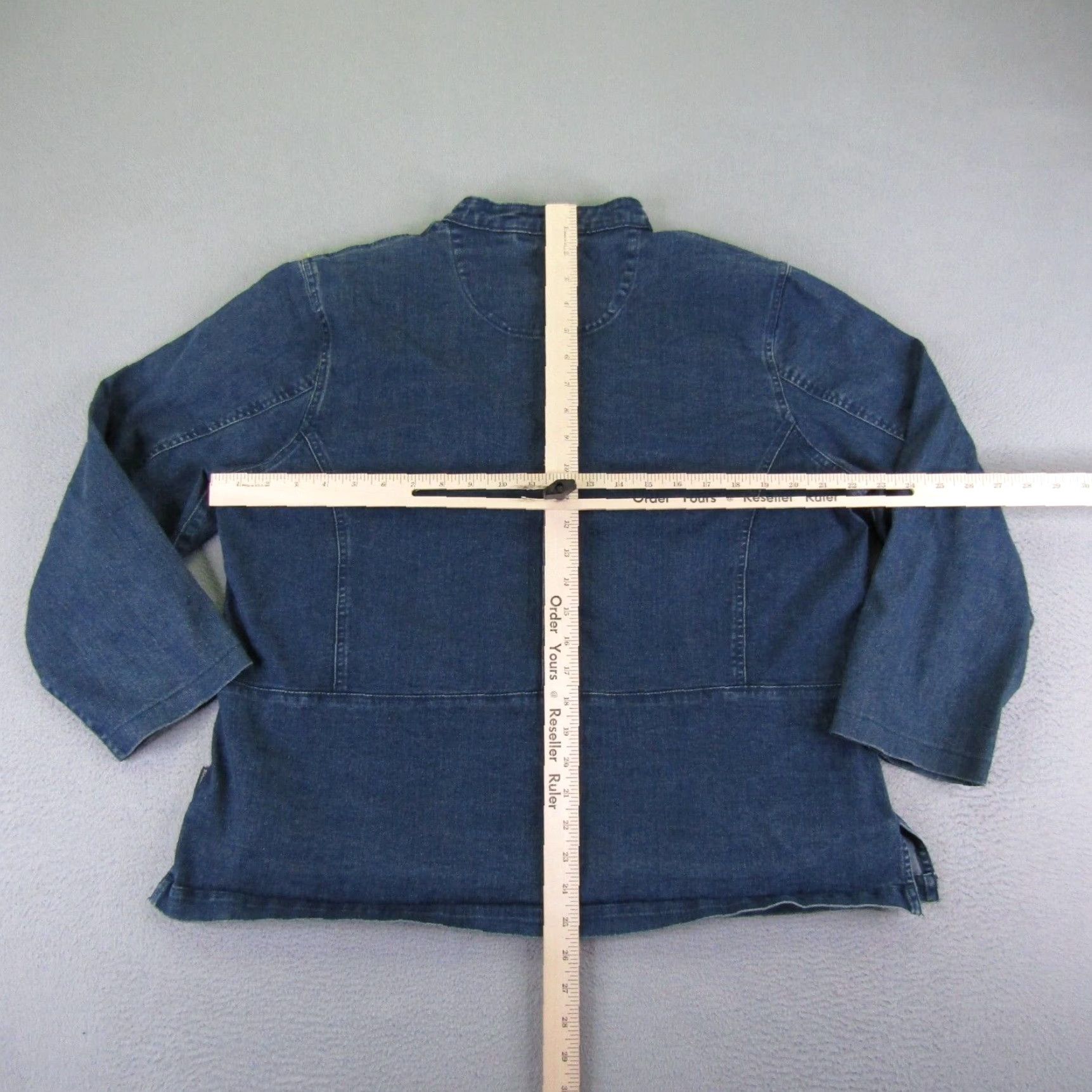 Vintage Woolrich Bomber Jacket Womens Large Blue Denim Cotton Blend Shoulder Pads Outdoor Coat Size 36" / US 14 / IT 50 - 6 Thumbnail