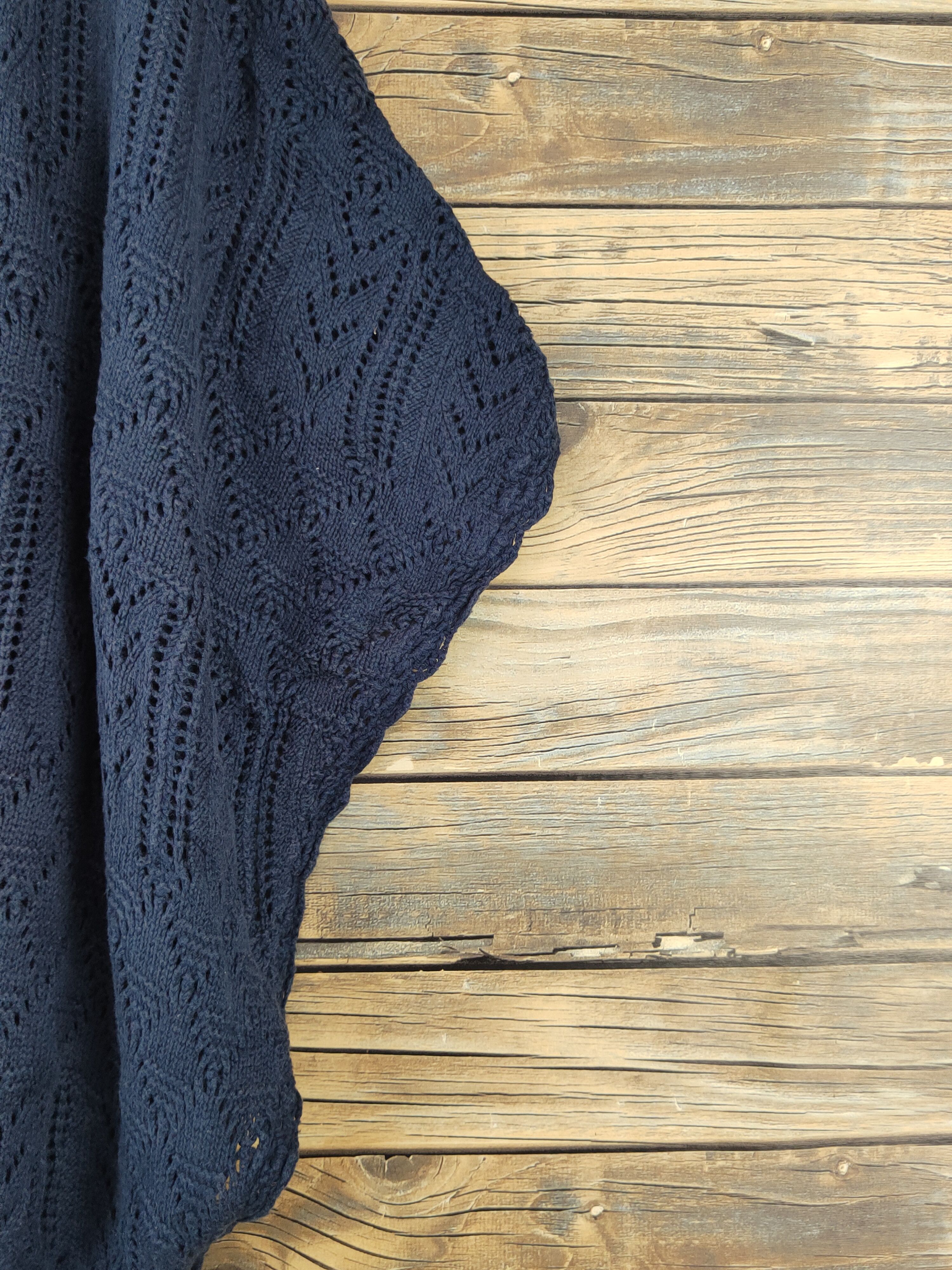 Japanese Brand Olive des Olive Navy Net Knitwear Cardigan #W1811 Size XL / US 12-14 / IT 48-50 - 7 Thumbnail