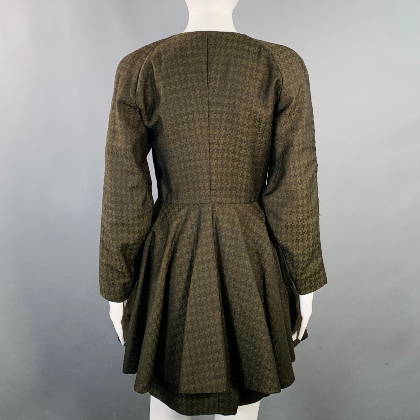 Other OKW Green Wool Button Down Houndstooth Mini Skirt Suit Size 24" / US 00 / IT 34 - 3 Thumbnail