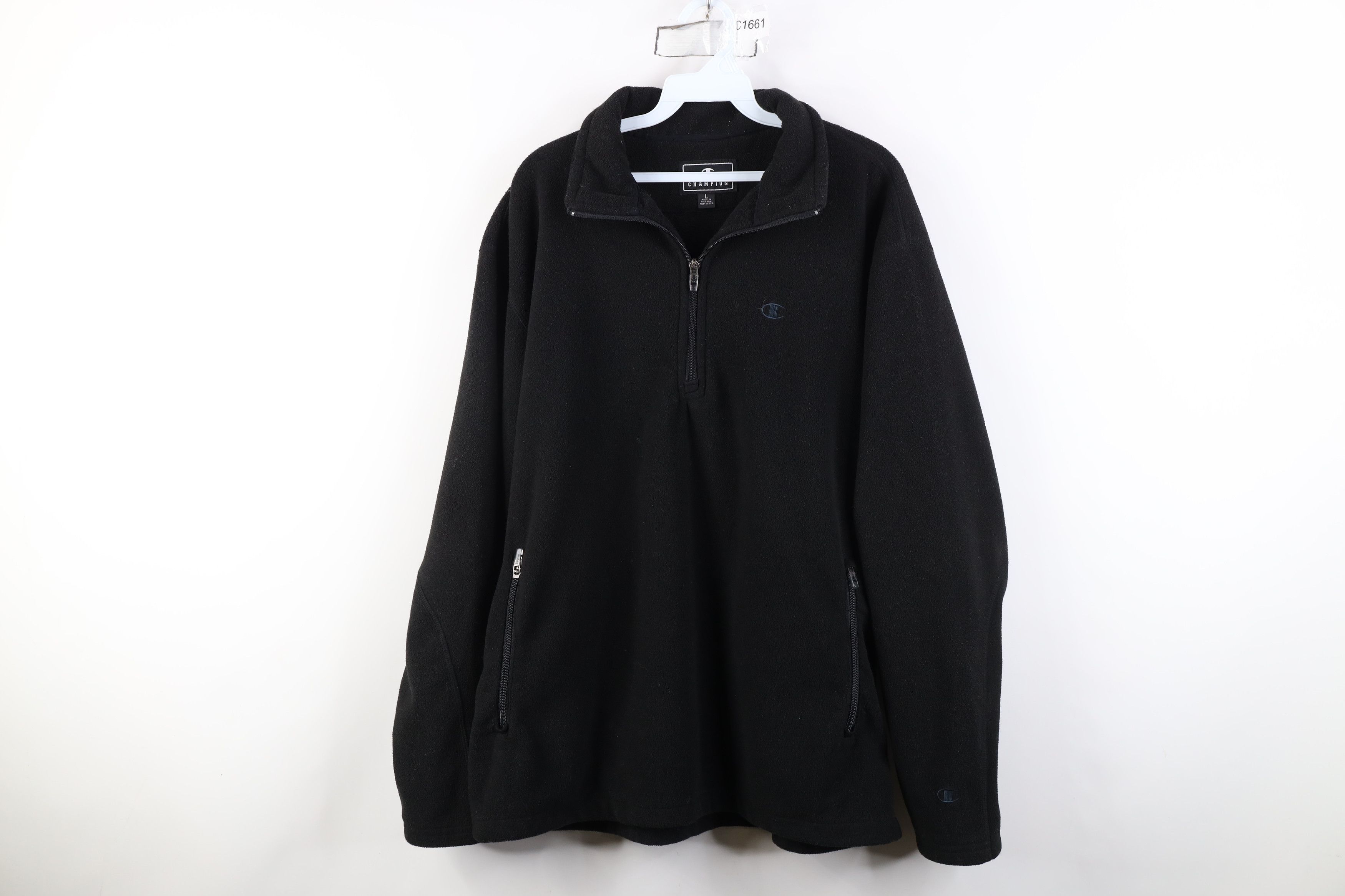 Champion Vintage 90s Champion Half Zip Fleece Pullover Sweater Black Size US L / EU 52-54 / 3 - 1 Thumbnail