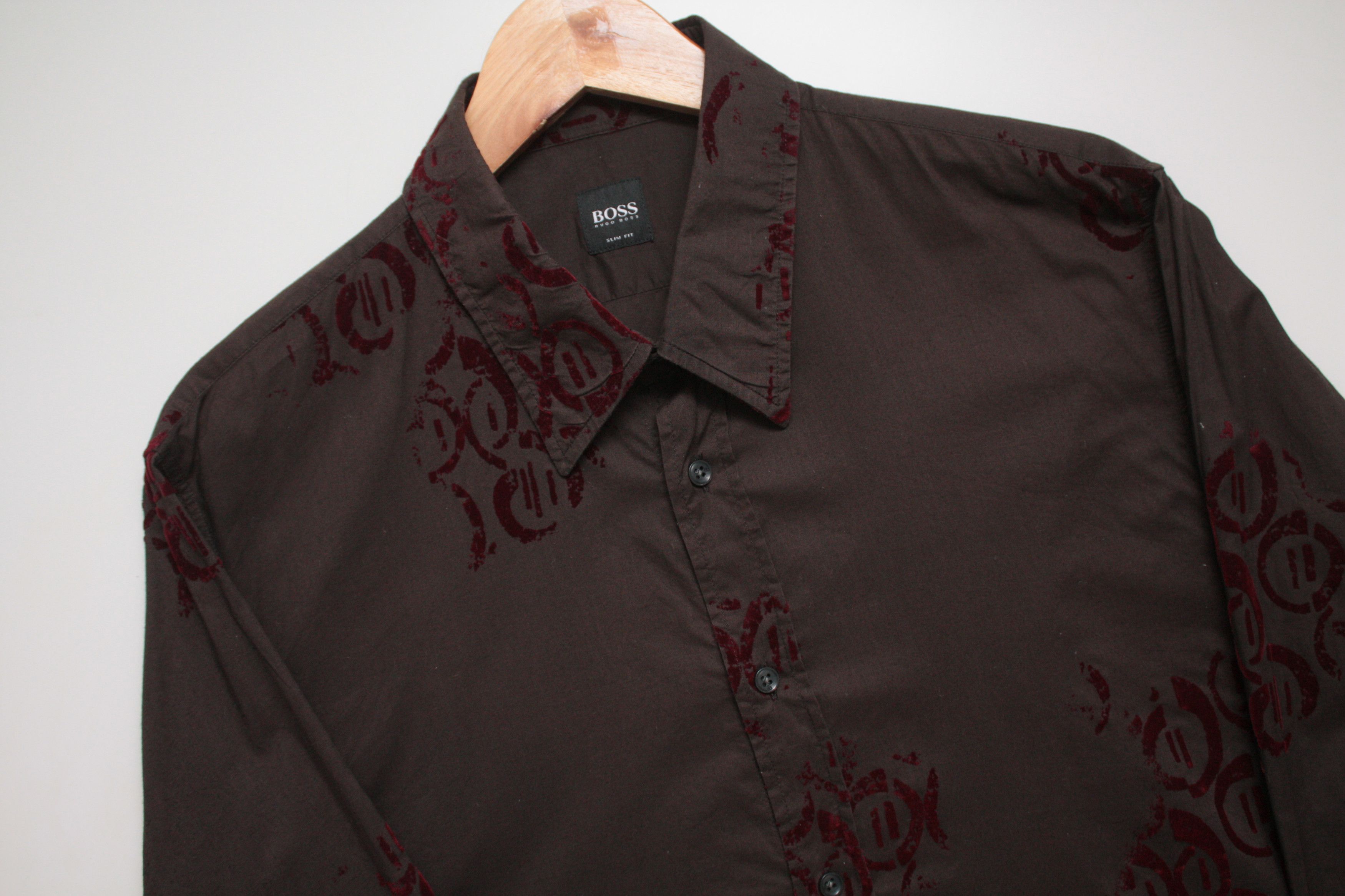 image of Hugo Boss Brown Cocktail Slim-Fit Shirt Men's Xl