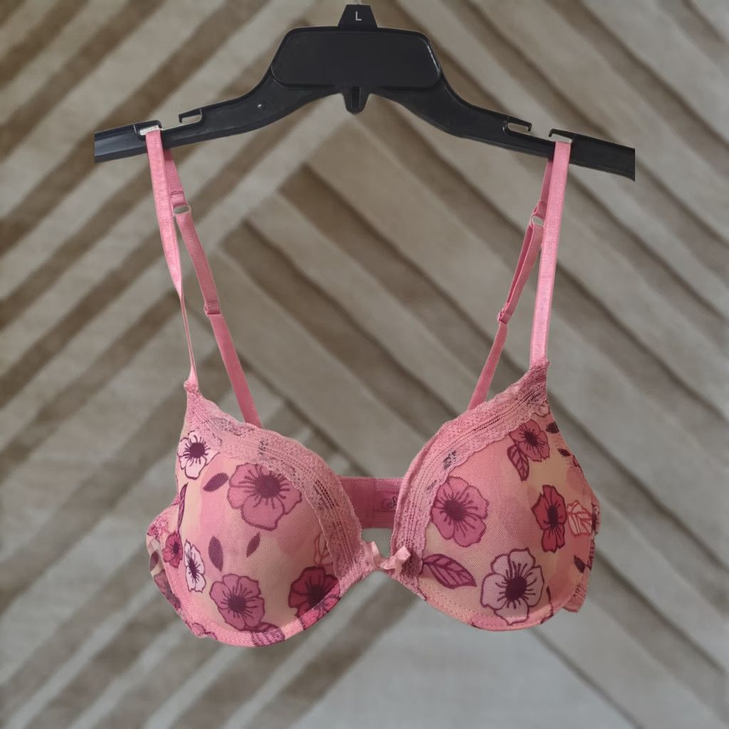 Vintage VINTAGE Starlett Pink Floral Bra 34B Lightly Padded Lace Women's Size ONE SIZE - 1 Thumbnail