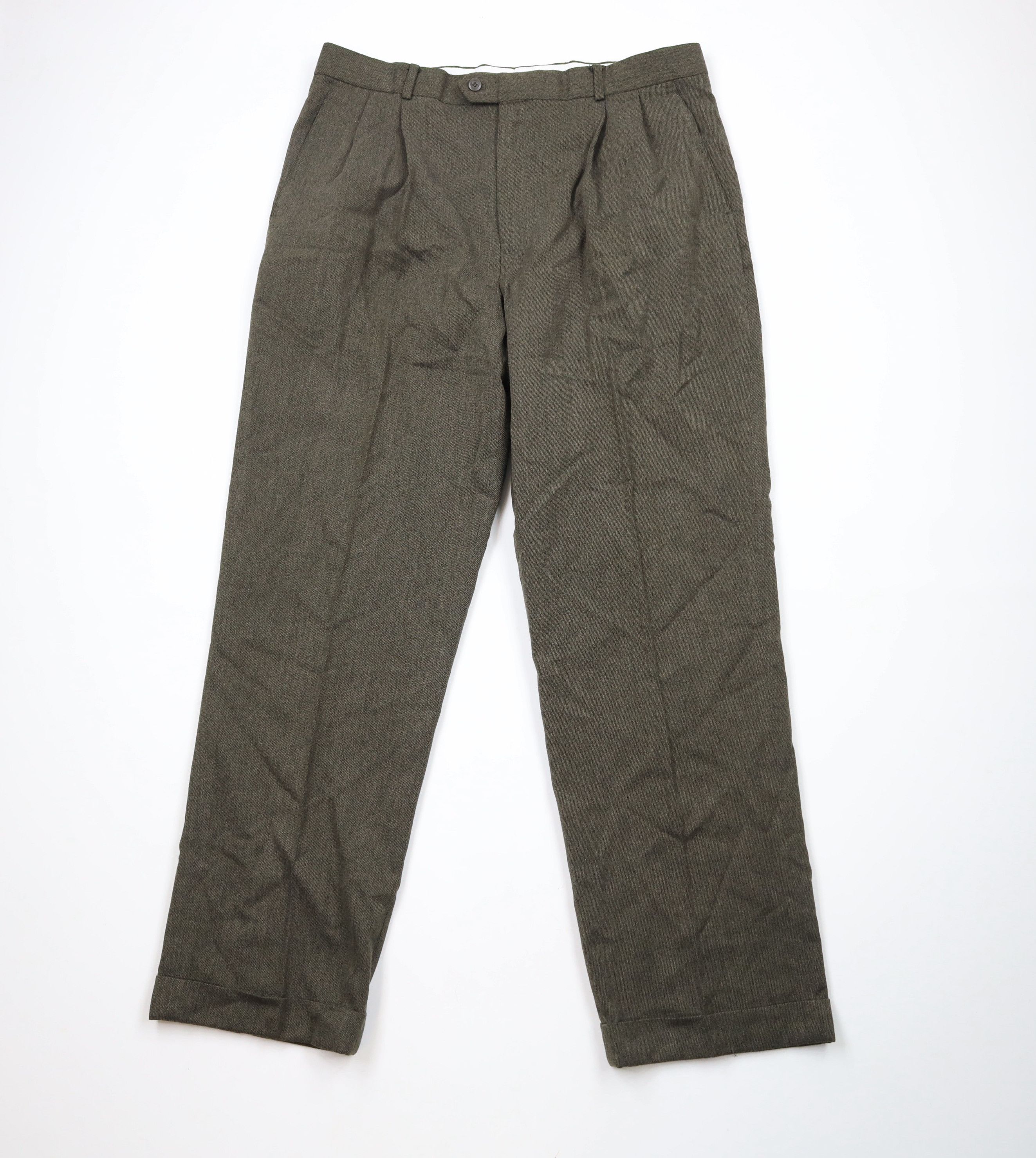 Vintage Vintage 90s Streetwear Cuffed Wide Leg Chino Pants Green Size US 38 / EU 54 - 1 Thumbnail