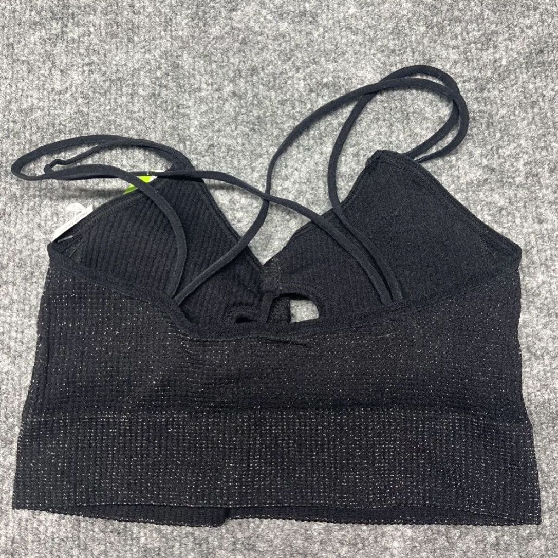 Vintage Rue21 Bralette Bra Womens XS Black Lace Up Seamless Glitter Stretch New Size ONE SIZE - 4 Thumbnail