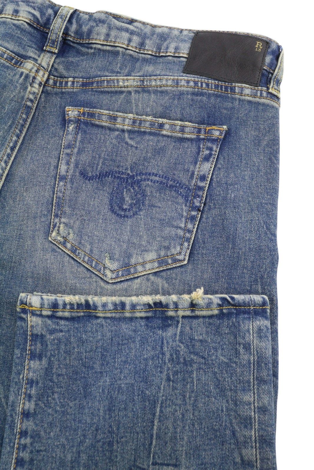 R13 BOY STRAIGHT 31 Kelly Stretch Blue PS25 Jeans 87184 Size 31" - 6 Thumbnail