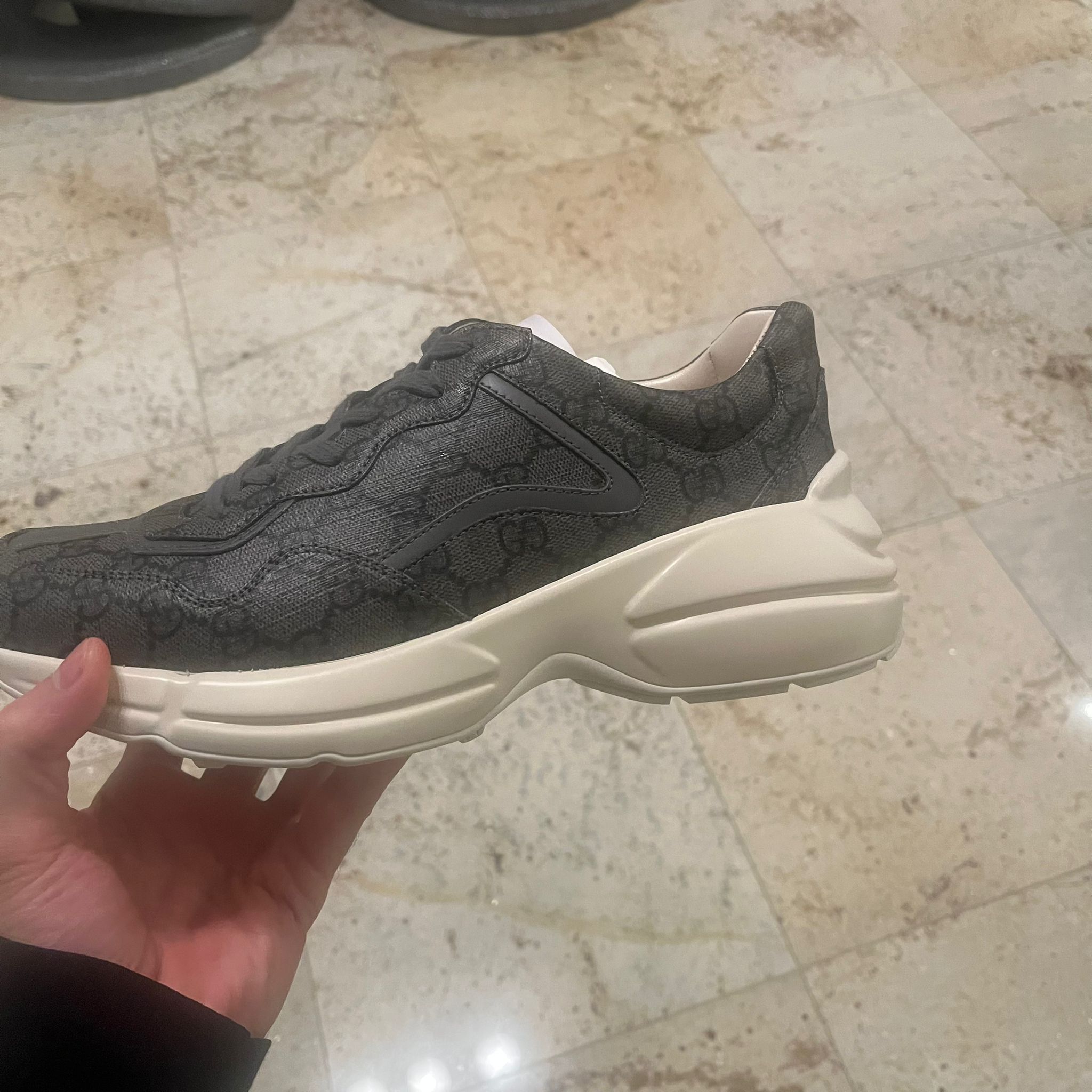 Gucci o1rshd1 Rython GG Monogram Sneaker in Grey/Black Size US 9 / EU 42 - 14 Thumbnail