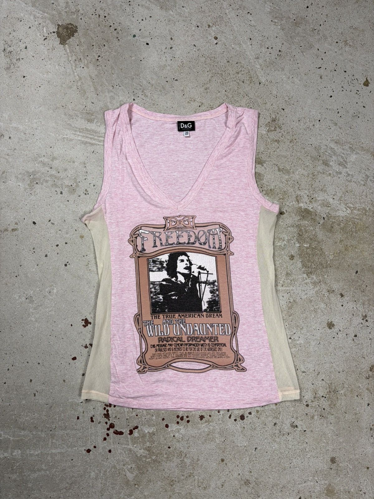 Dolce & Gabbana Vintage 2000s Dolce & Gabbana Freedom Tank Top T Shirt Mesh Size M / US 6-8 / IT 42-44 - 1 Thumbnail