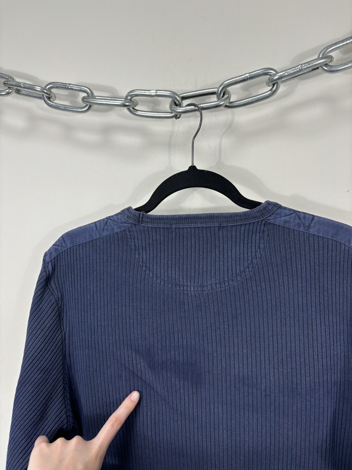 Nigel Cabourn Nigel Cabourn Utility Men’s Blue Ribbed Long Sleeve Tee Size US M / EU 48-50 / 2 - 14 Thumbnail