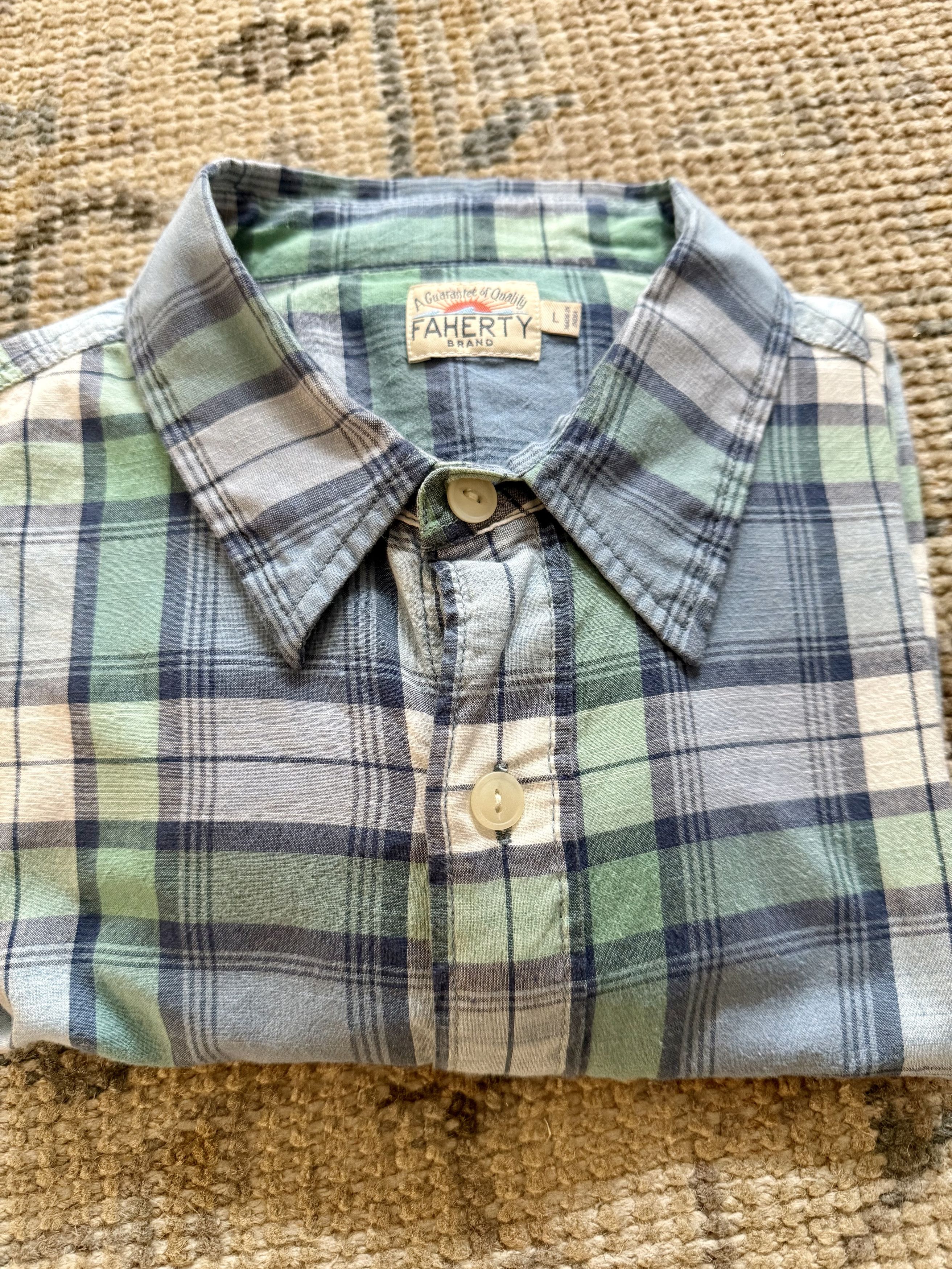Faherty Faherty Button Up in Blue Green Cream Plaid Size US L / EU 52-54 / 3 - 1 Thumbnail