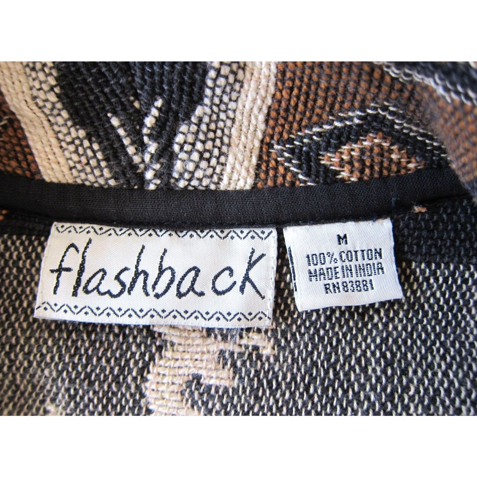 Vintage VINTAGE Flashback Jacket Womens M Bohemian Black Brown Aztec Deer 100% Cotton Blazer Shirt Coat L/M? Size M / US 6-8 / IT 42-44 - 3 Thumbnail