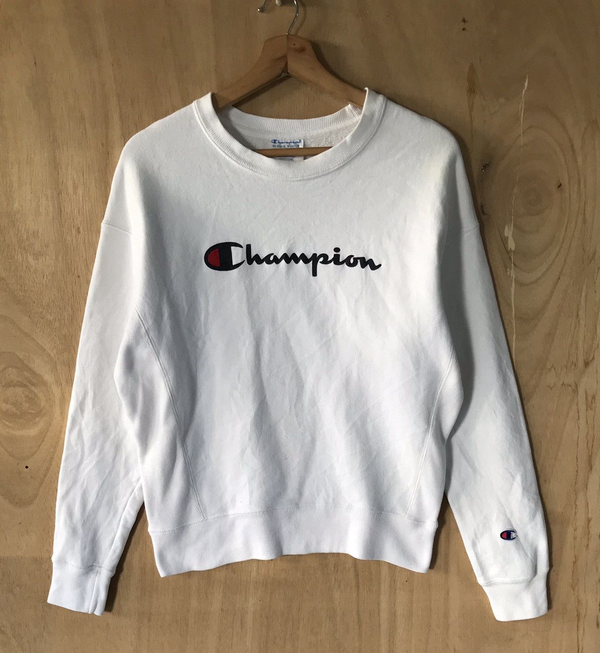 image of Champion Reverse Weave Sweatshirts in White, Men's (Size Medium)