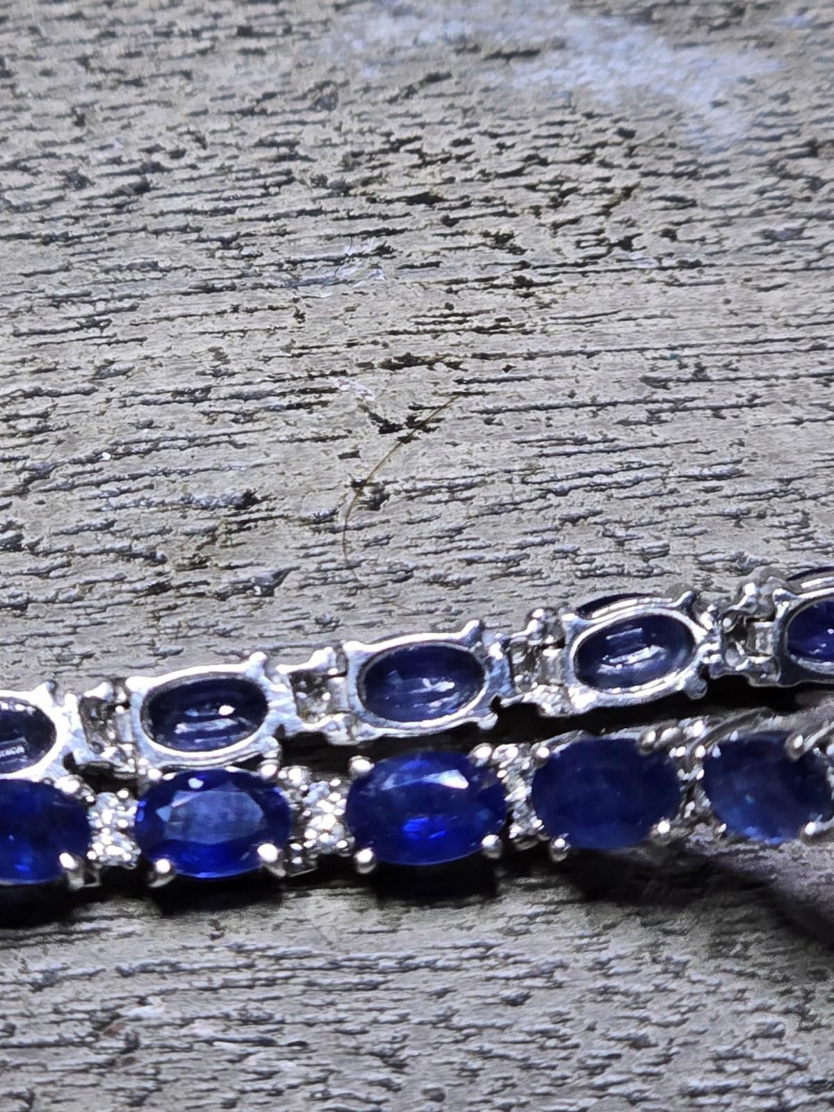 The Unbranded Brand 14k White Gold Blue Sapphire Diamond Tennis Bracelet 11ctw Size ONE SIZE - 9 Thumbnail