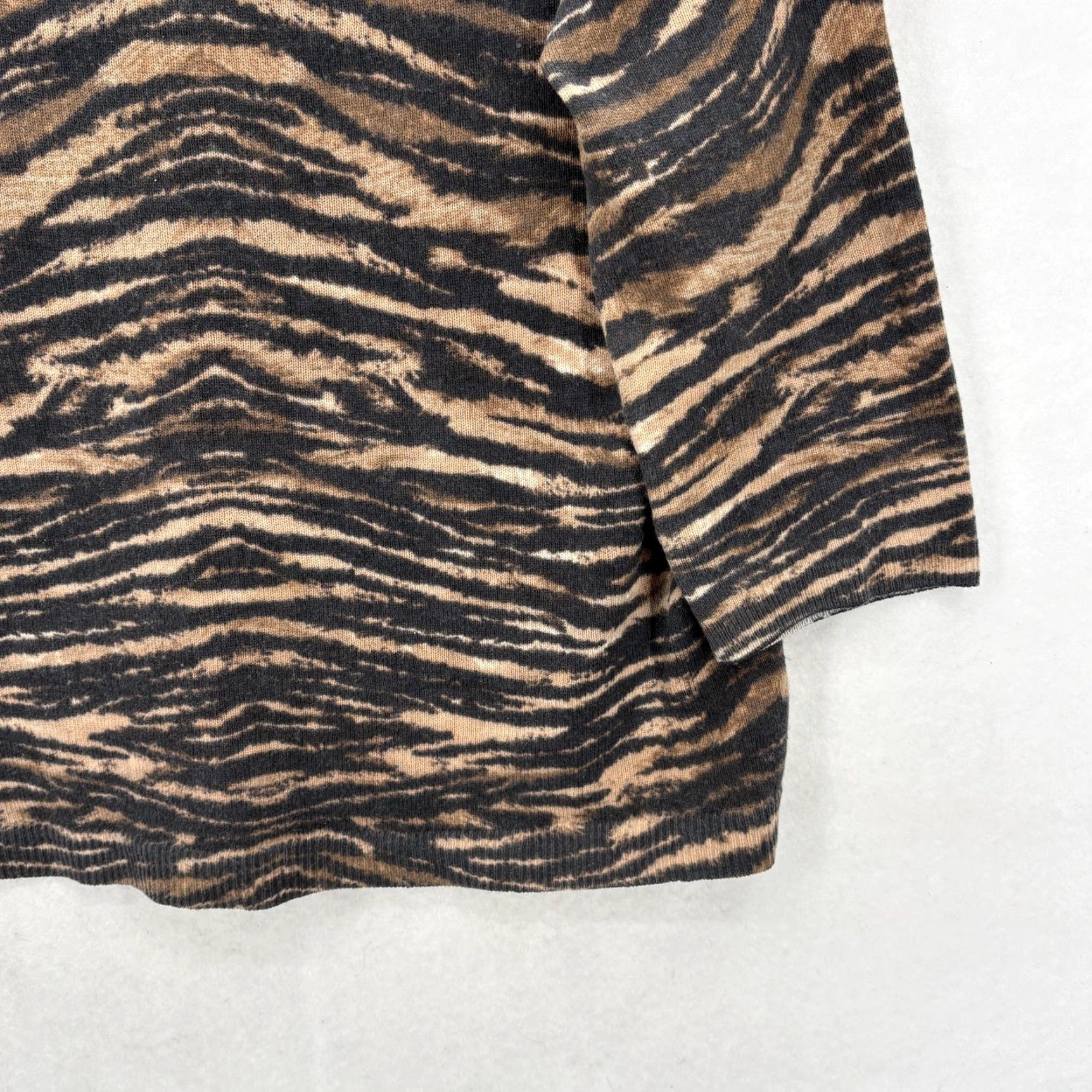Talbots Talbots Sweater Womens XL Brown Black Tiger Print 100% Cashmere Crew Pullover Size XL / US 12-14 / IT 48-50 - 3 Thumbnail