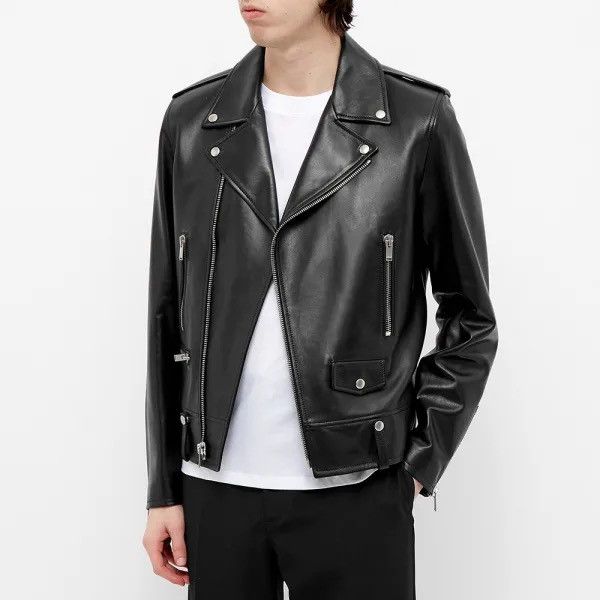 Saint Laurent Paris 💥$5.5K VALUE💥Motorcycle Jacket in plunged Lambskin Size US L / EU 52-54 / 3 - 3 Thumbnail