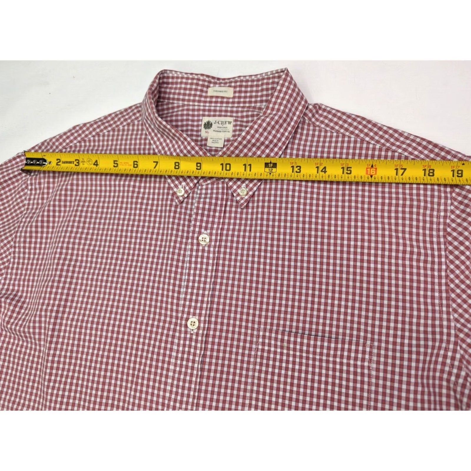 J.Crew J.CREW Tailored Fit Washed Casual Button Shirt Men XL Red Check Long Sleeve Size US XL / EU 56 / 4 - 7 Thumbnail