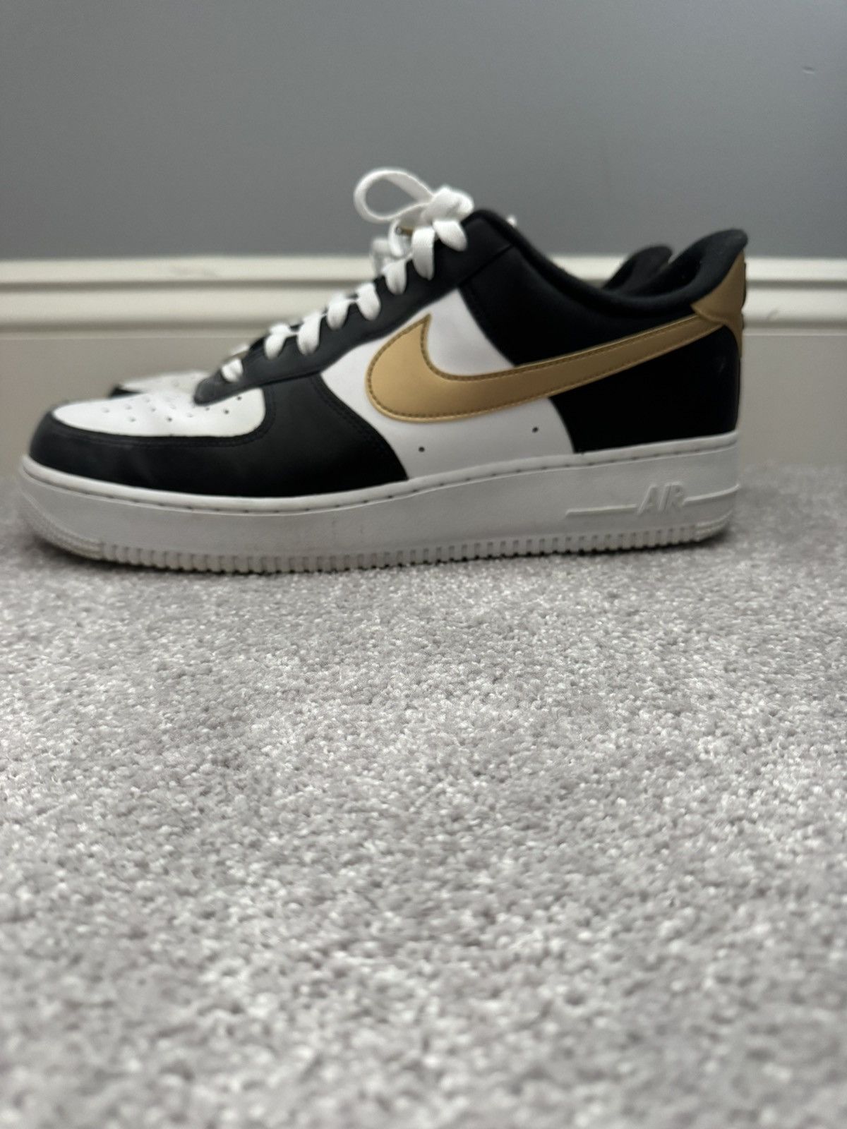 Nike Black & Gold Nike Air Force 1 Size US 12 / EU 45 - 1 Thumbnail