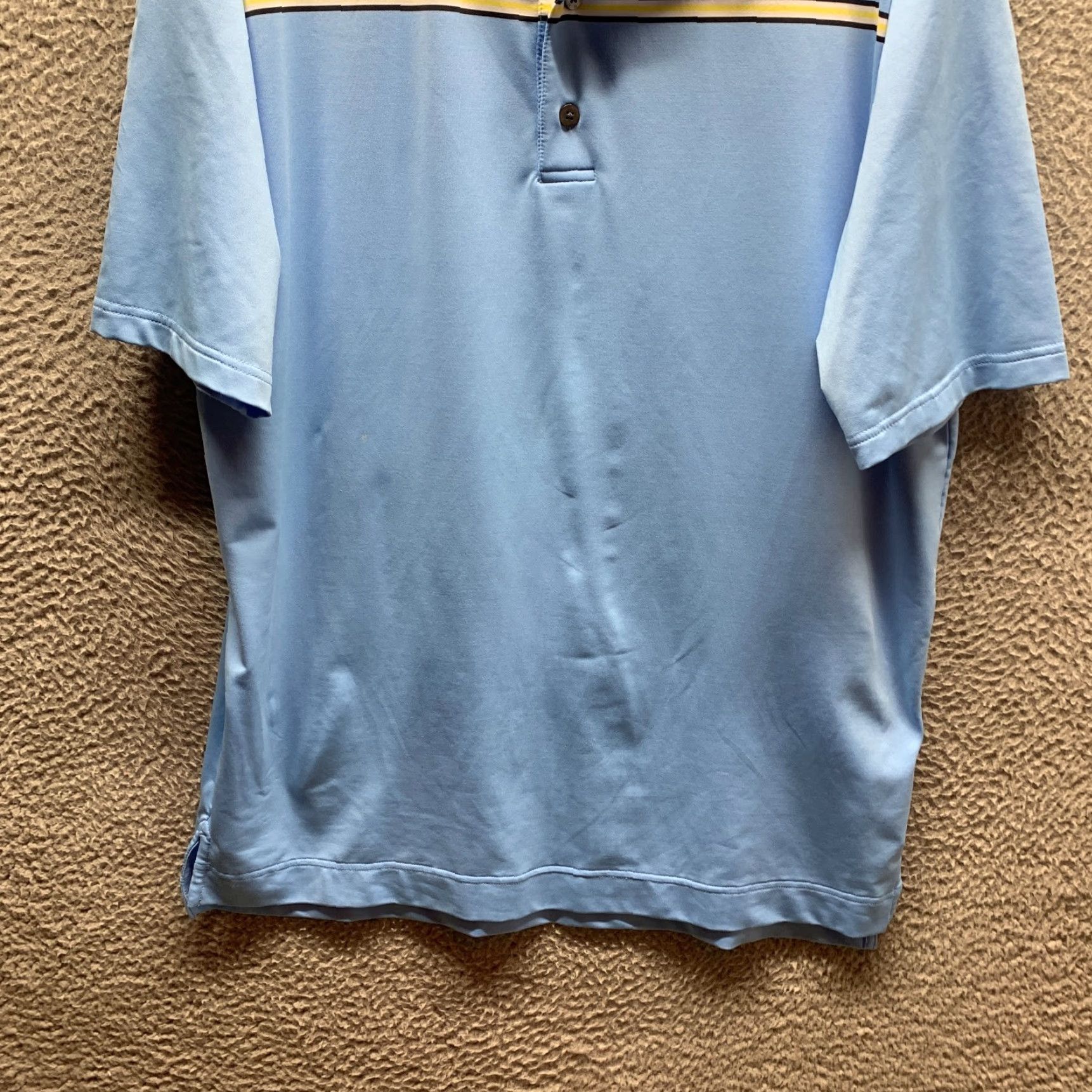 Footjoy FootJoy Polo Shirt Adult L Blue Stripe Pastel Golf Mens Polo Stretch Short Sleeve Casual 90s FootJoy Size US L / EU 52-54 / 3 - 3 Thumbnail