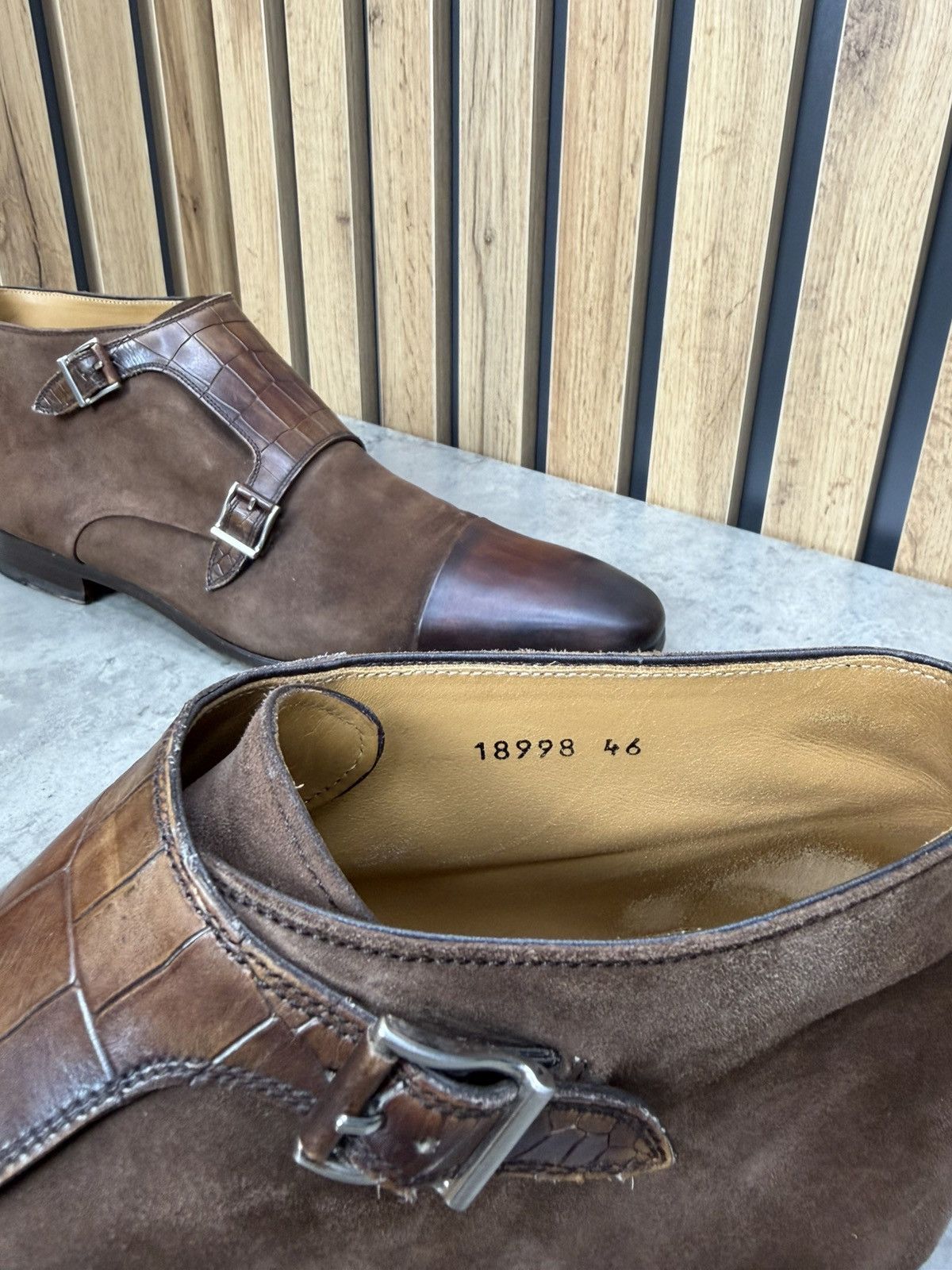 Magnanni Magnanni Double Monk Strap Ankle Boots Brown Suede Leather Size US 13 / EU 46 - 10 Thumbnail