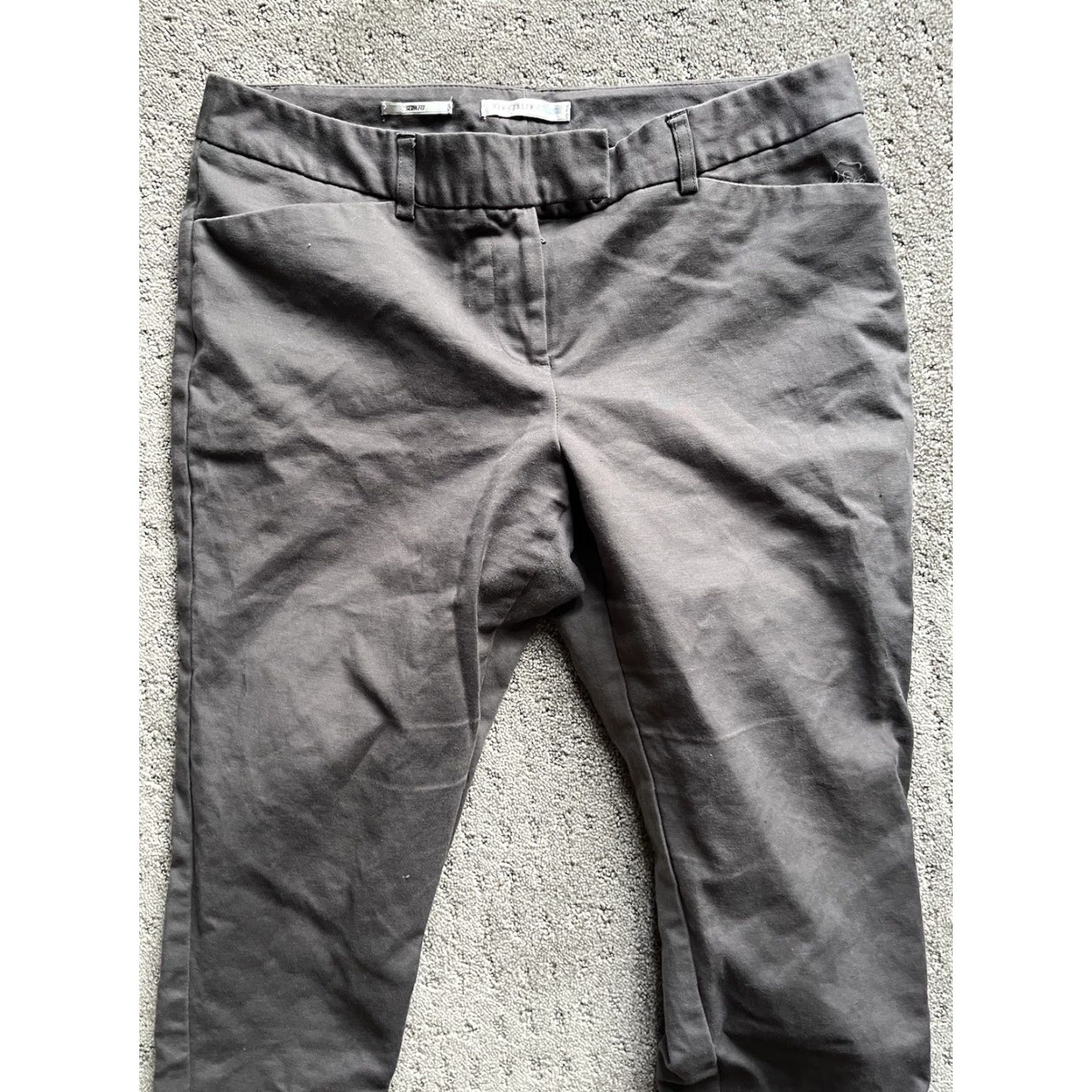Vintage Van Heusen Slim Fit Gray Dress Pants Women's Size 6 Regular Stretch Tapered Pull On Size 28" / US 6 / IT 42 - 2 Thumbnail