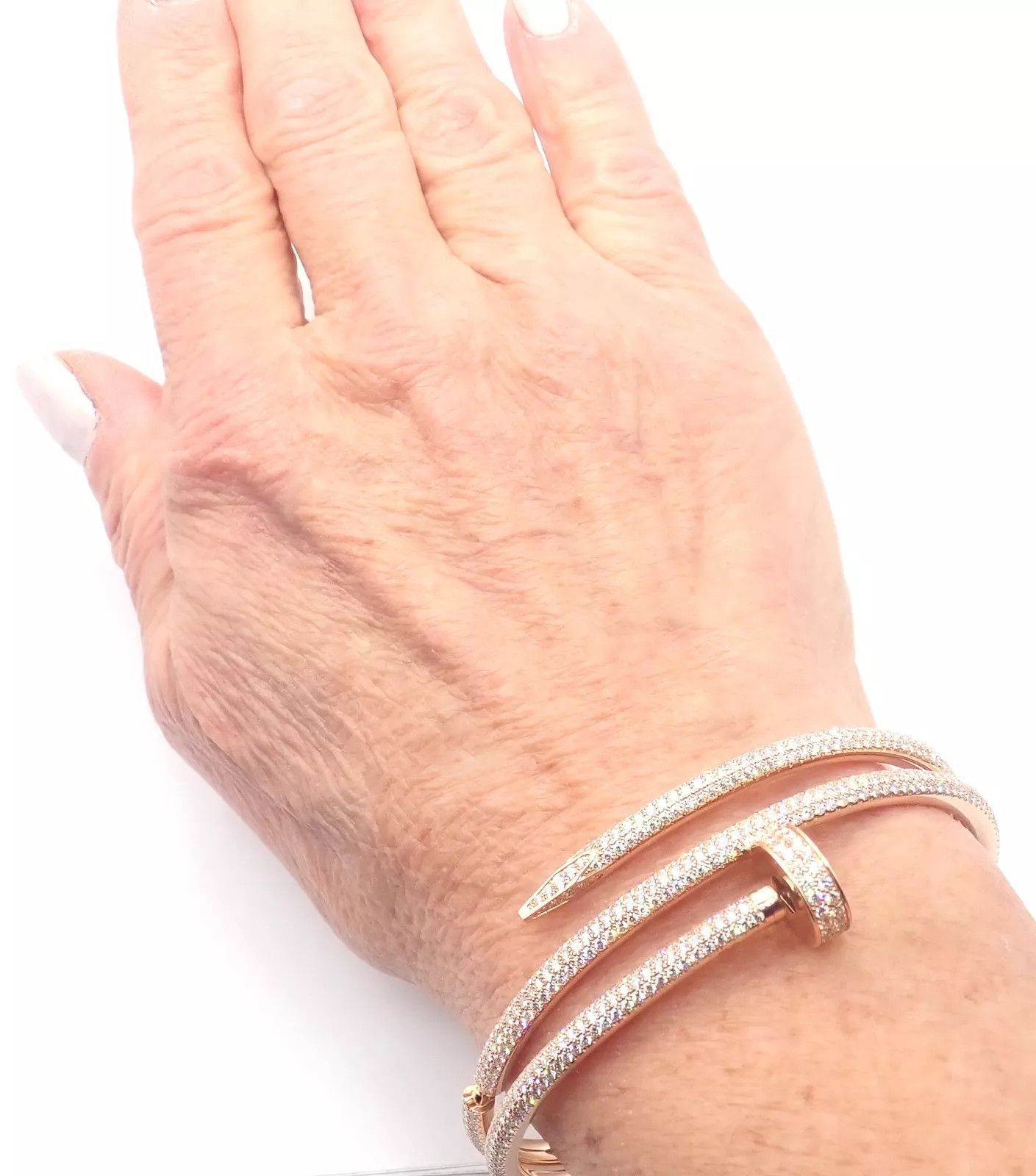 Cartier Nail 18k Gold Diamond Bangle Bracelet Size 16 Paper Size ONE SIZE - 7 Thumbnail
