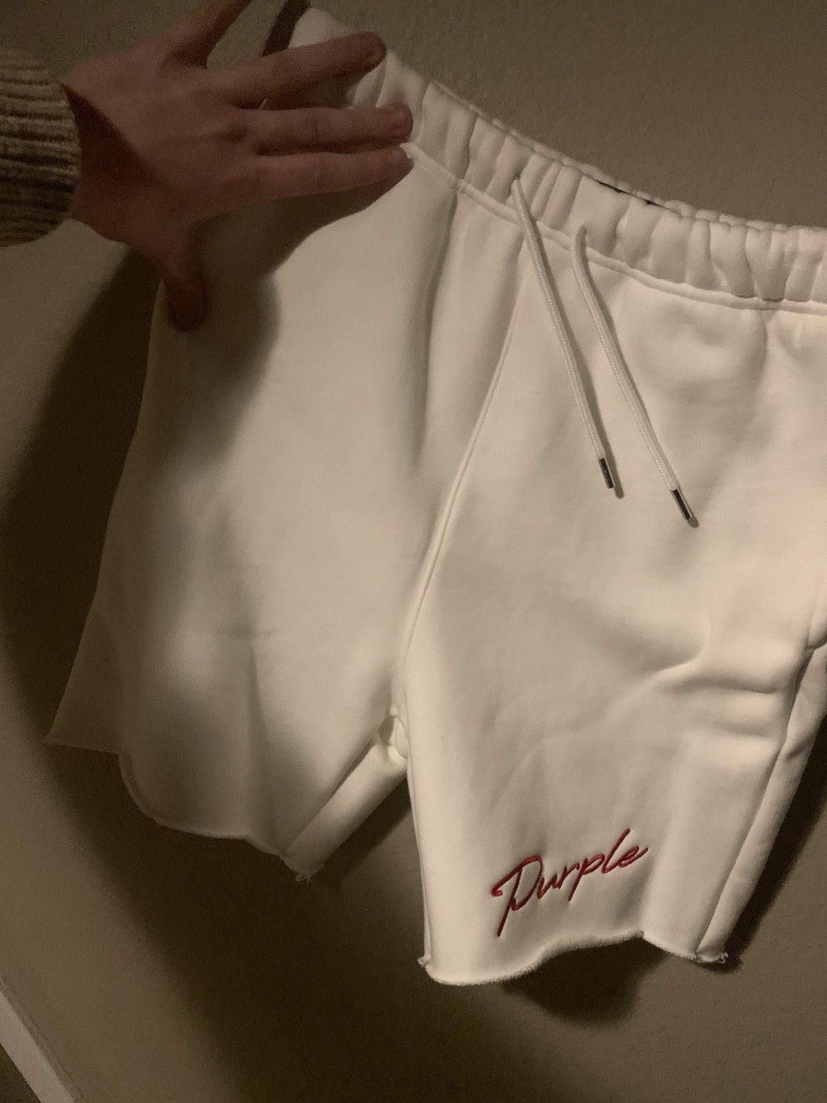 image of Purple Brand White Signature Shorts, Men's (Size 31)