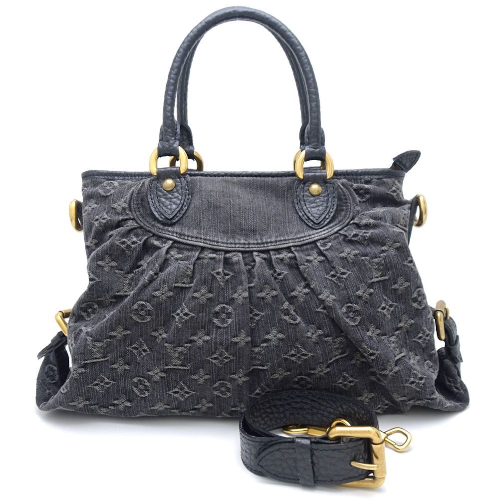 Louis Vuitton Monogram Denim Neo Cabby MM Noir Shoulder Bag Black